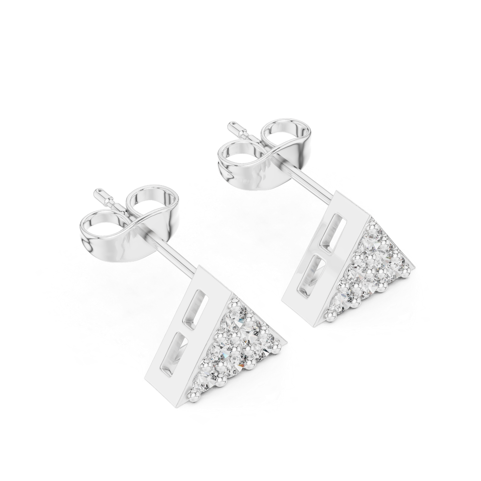 Mirabelle Triangle Pave Diamond Stud Earrings