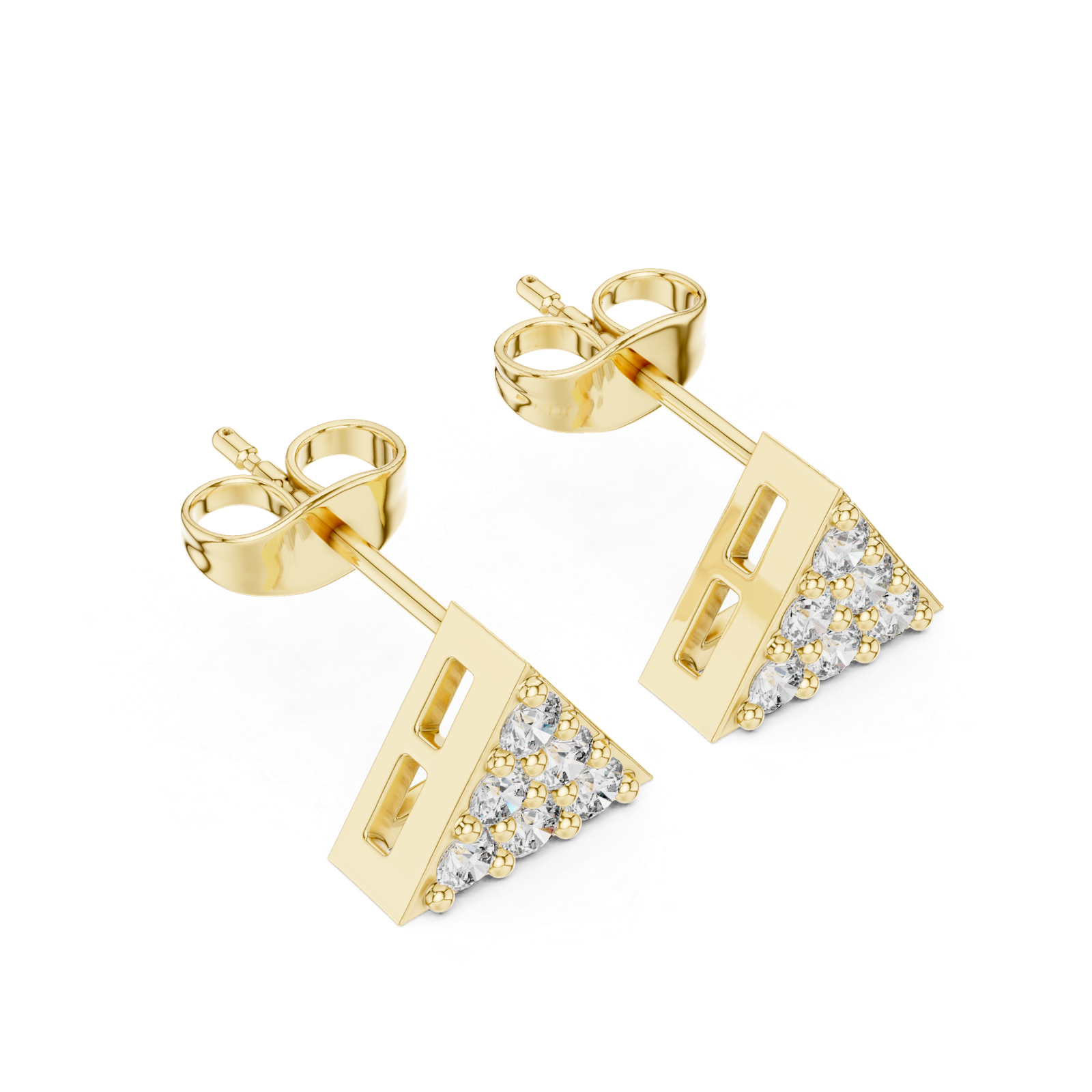 Mirabelle Triangle Pave Diamond Stud Earrings
