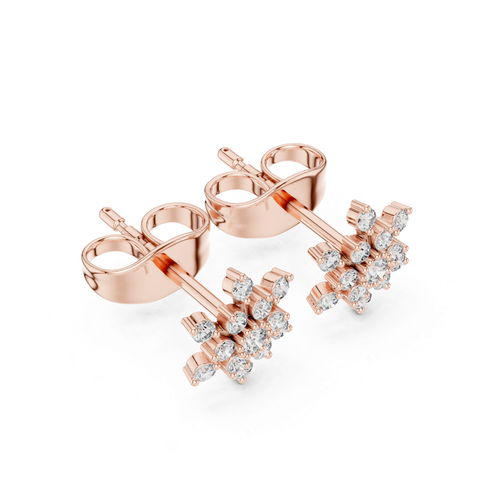 Capri Starburst Diamond Cluster Stud Earrings
