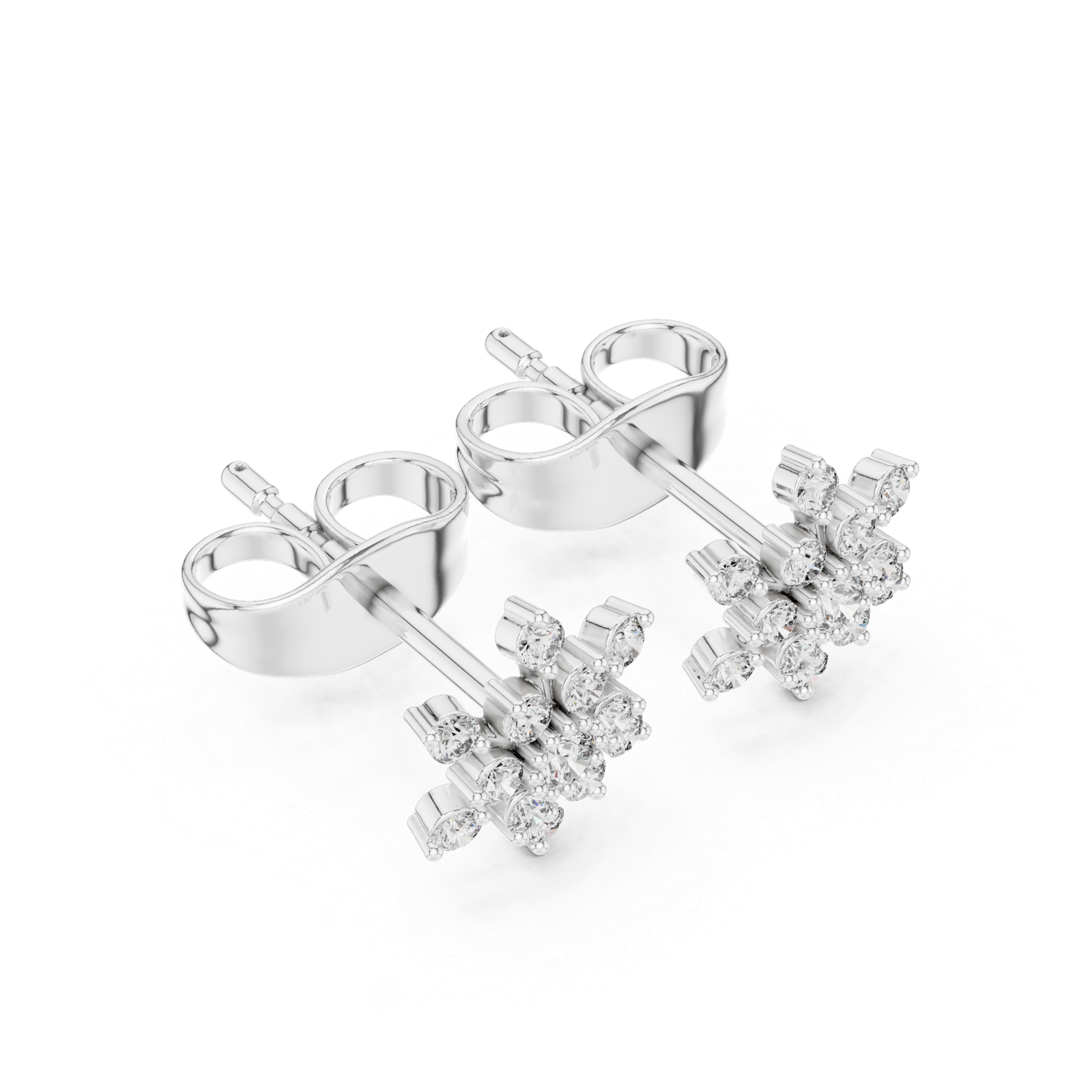 Capri Starburst Diamond Cluster Stud Earrings