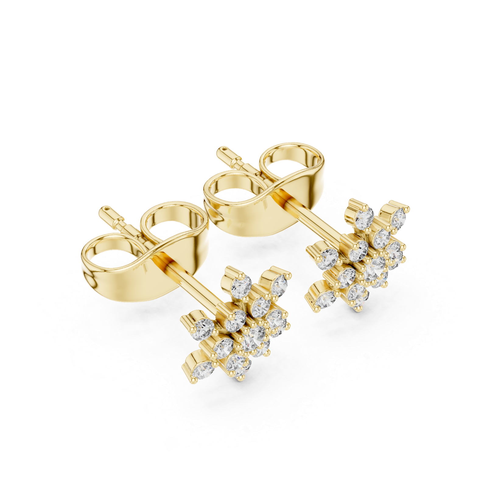 Capri Starburst Diamond Cluster Stud Earrings