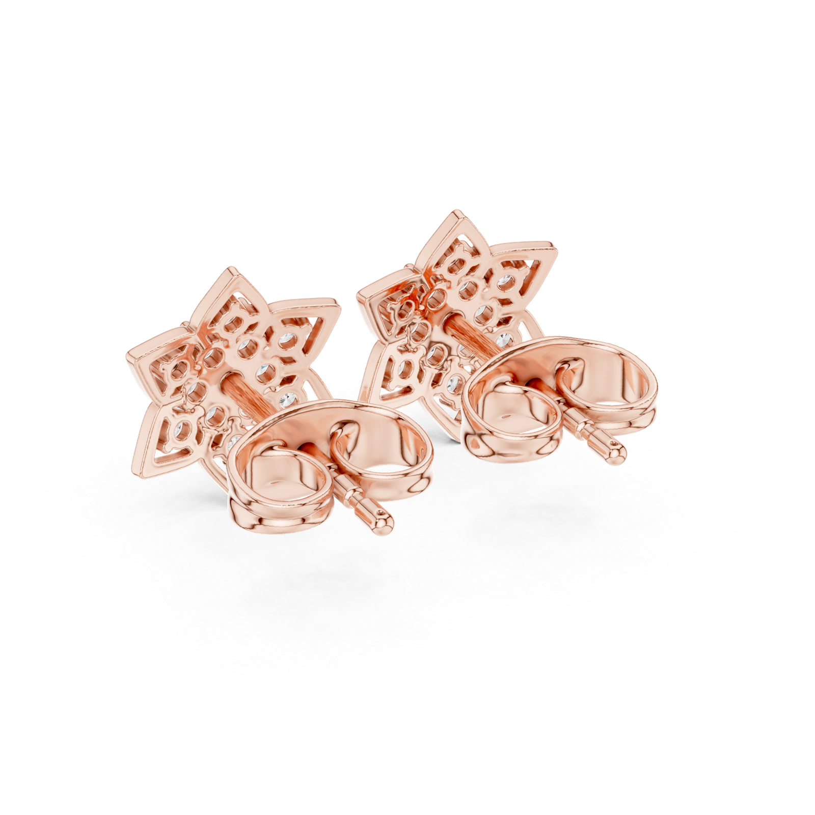 Alora Six Point Diamond Flower Stud Earrings