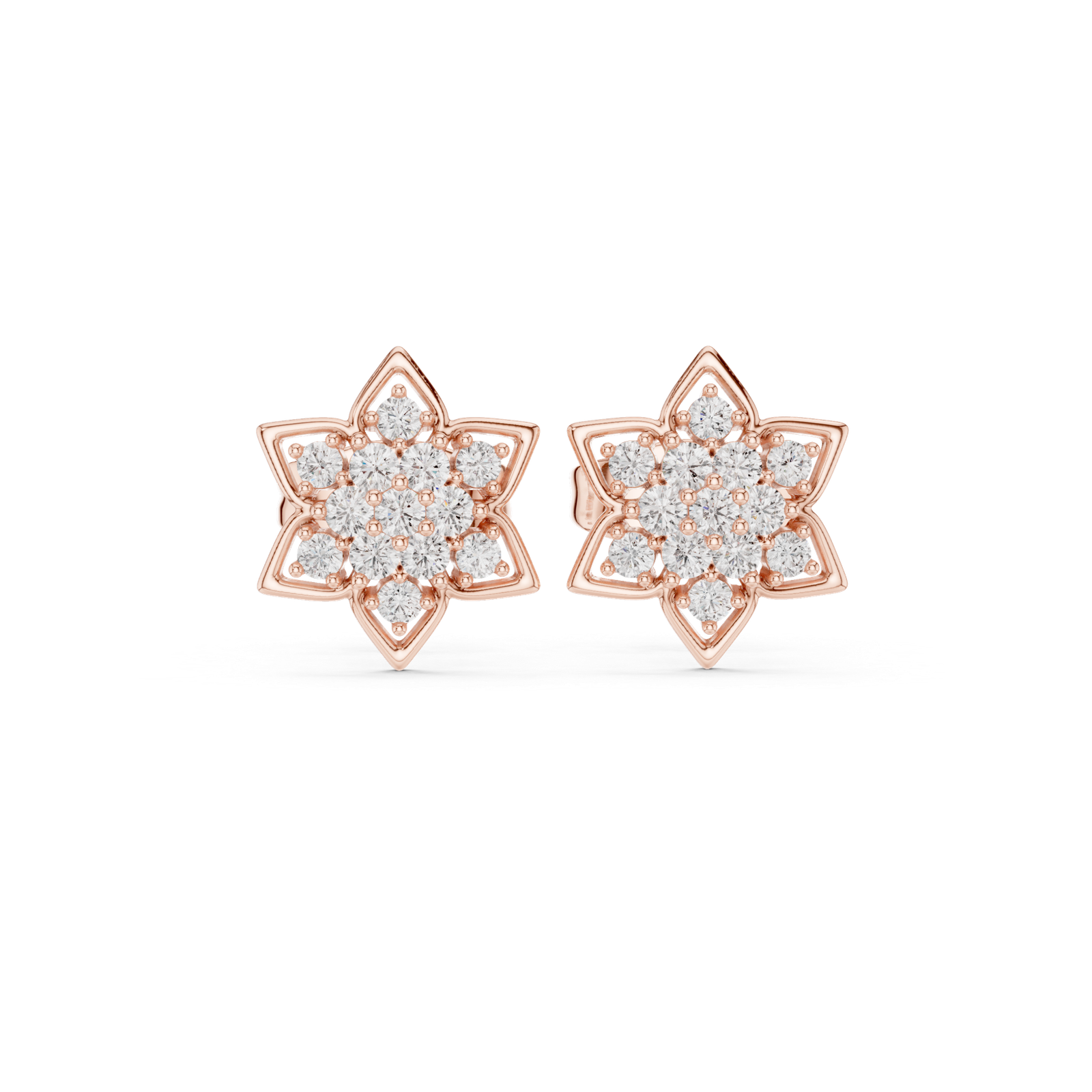 Alora Six Point Diamond Flower Stud Earrings