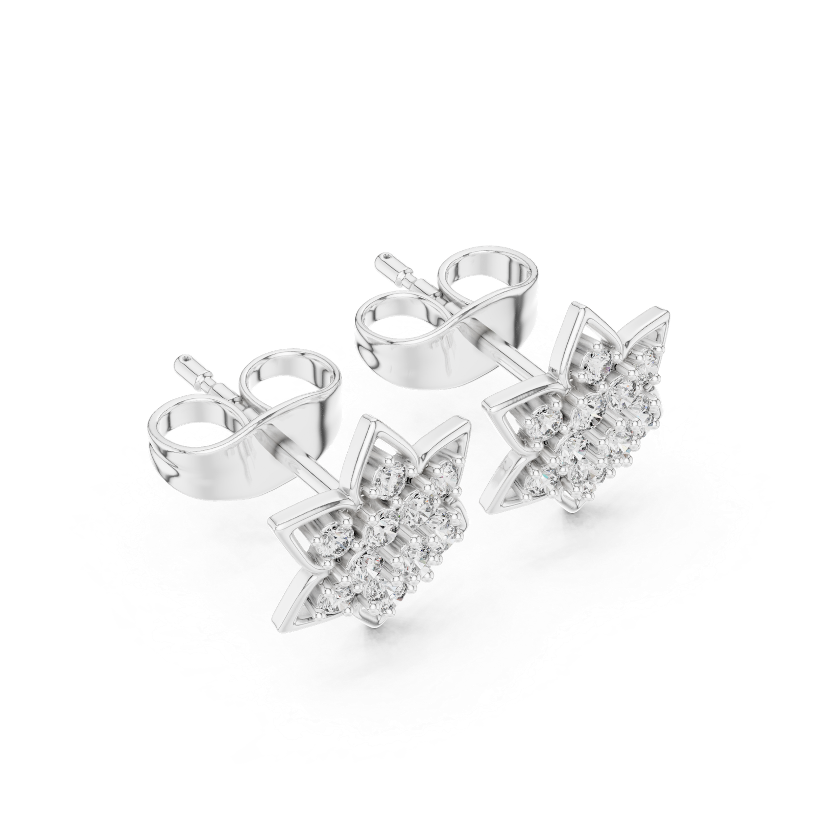 Alora Six Point Diamond Flower Stud Earrings
