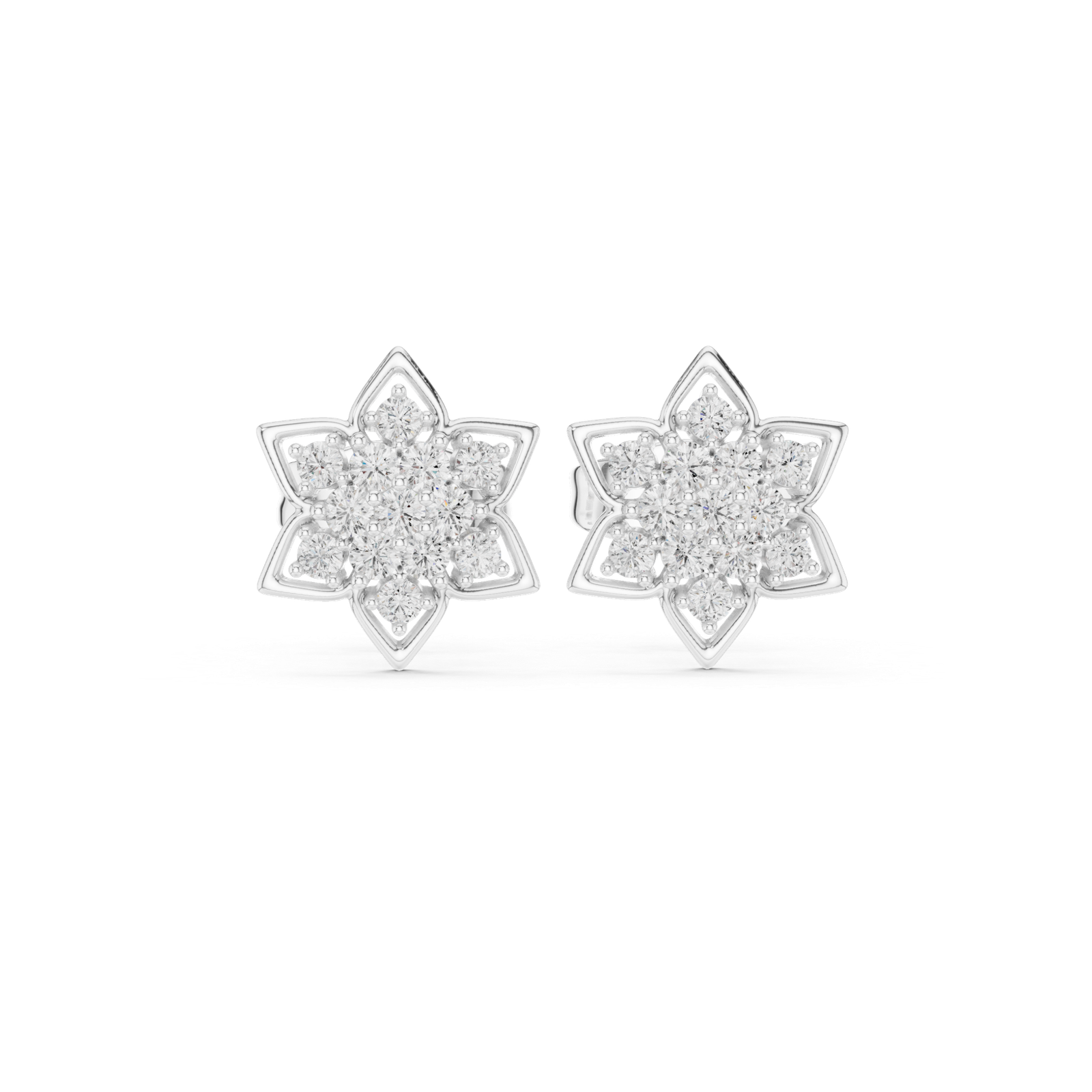 Alora Six Point Diamond Flower Stud Earrings