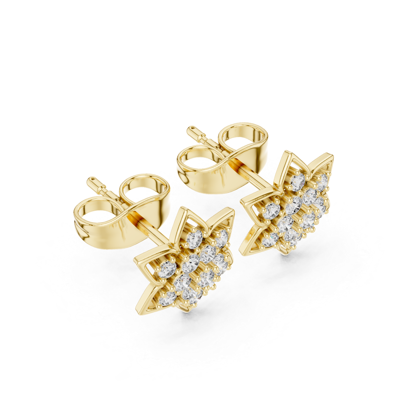 Alora Six Point Diamond Flower Stud Earrings