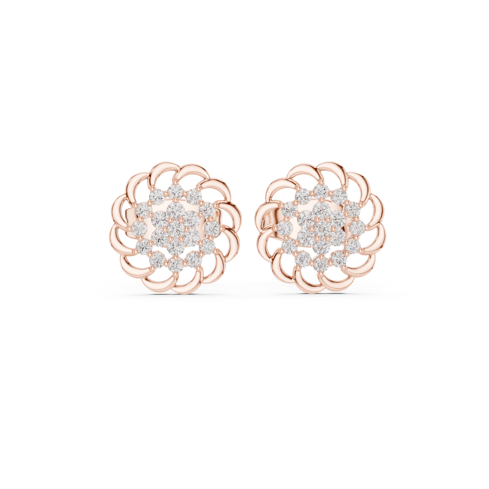 Parisian Rosette Pave Diamond Stud Earrings