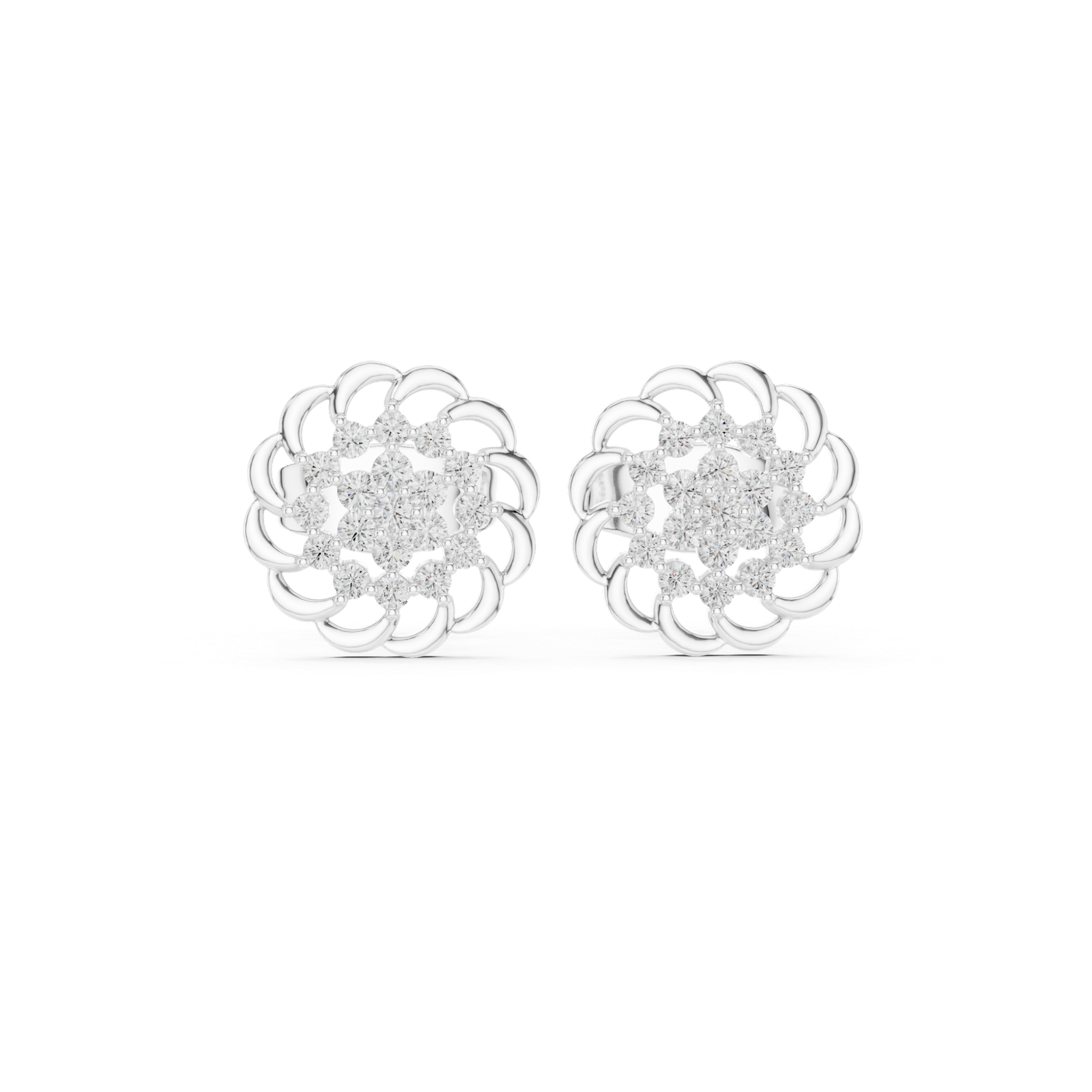 Parisian Rosette Pave Diamond Stud Earrings