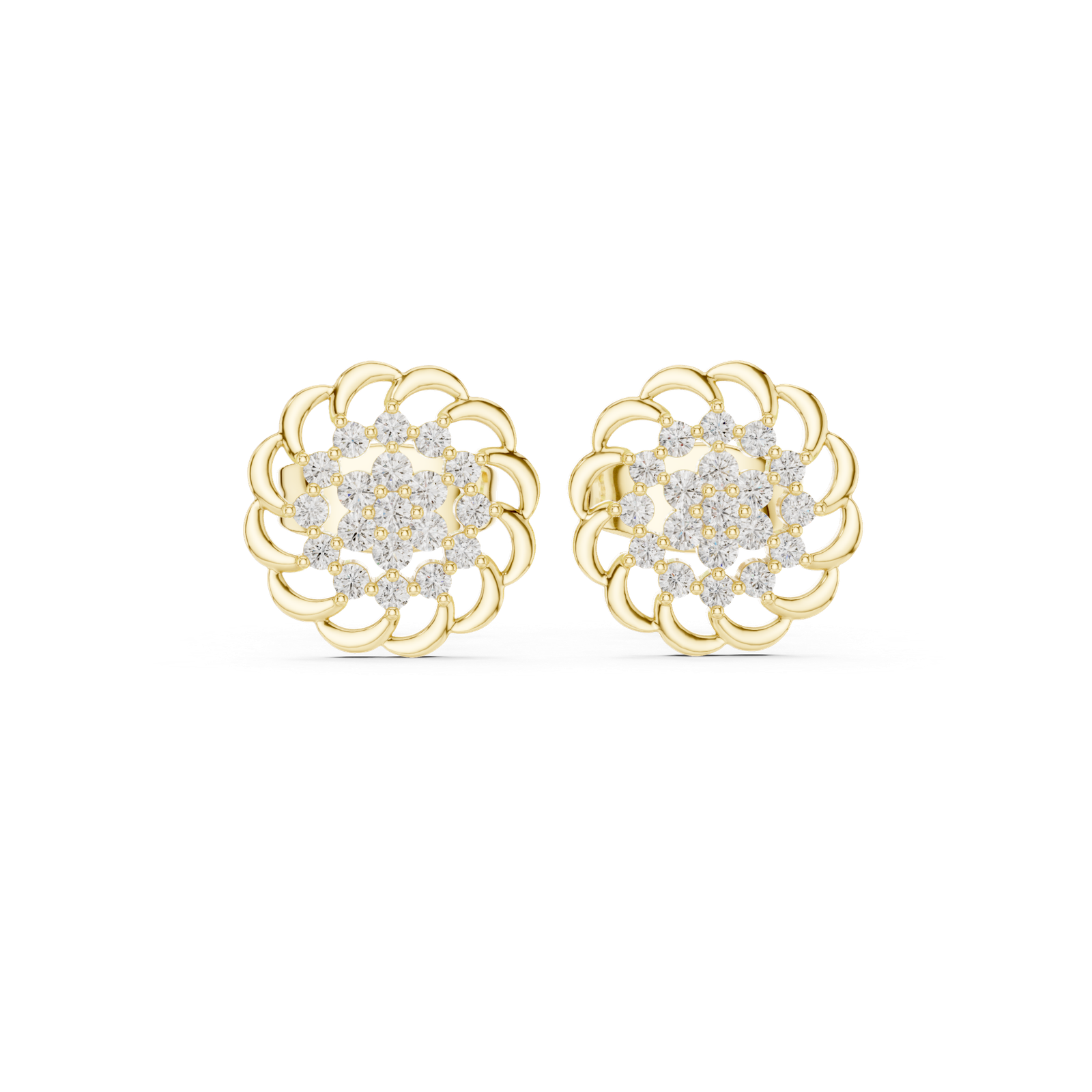 Parisian Rosette Pave Diamond Stud Earrings