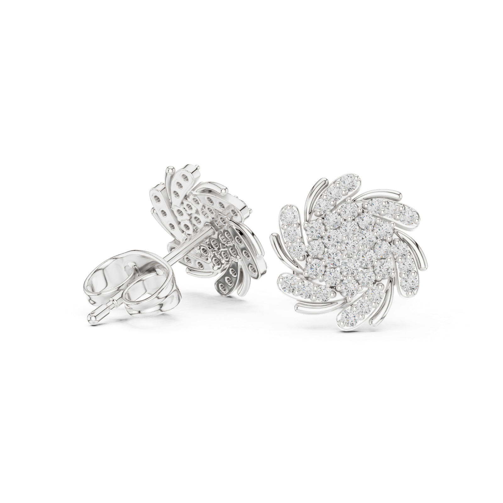 Valora Swirl Wing Diamond Cluster Earrings