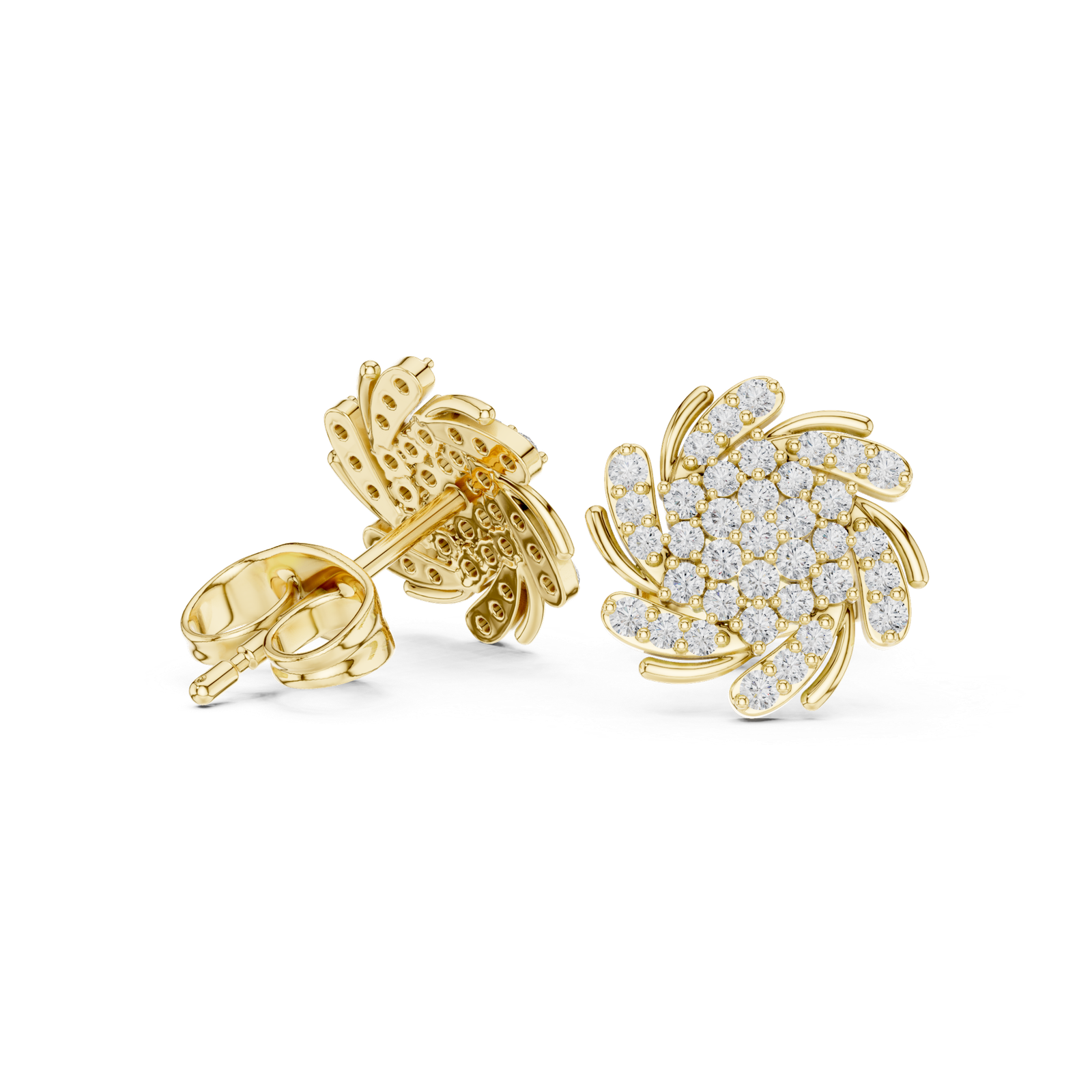 Valora Swirl Wing Diamond Cluster Earrings