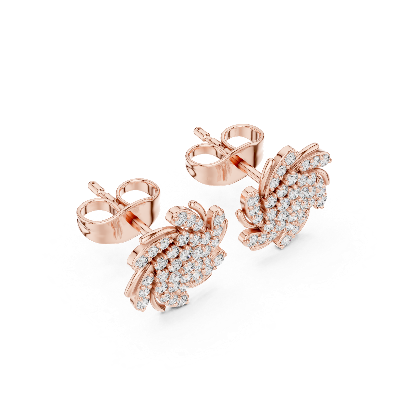 Valora Swirl Wing Diamond Cluster Earrings