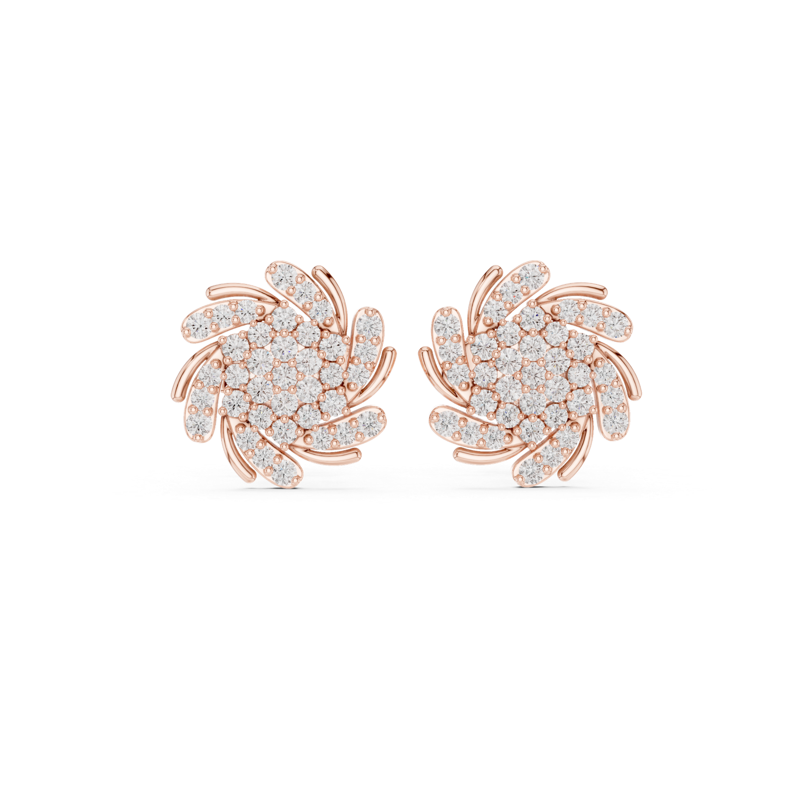 Valora Swirl Wing Diamond Cluster Earrings