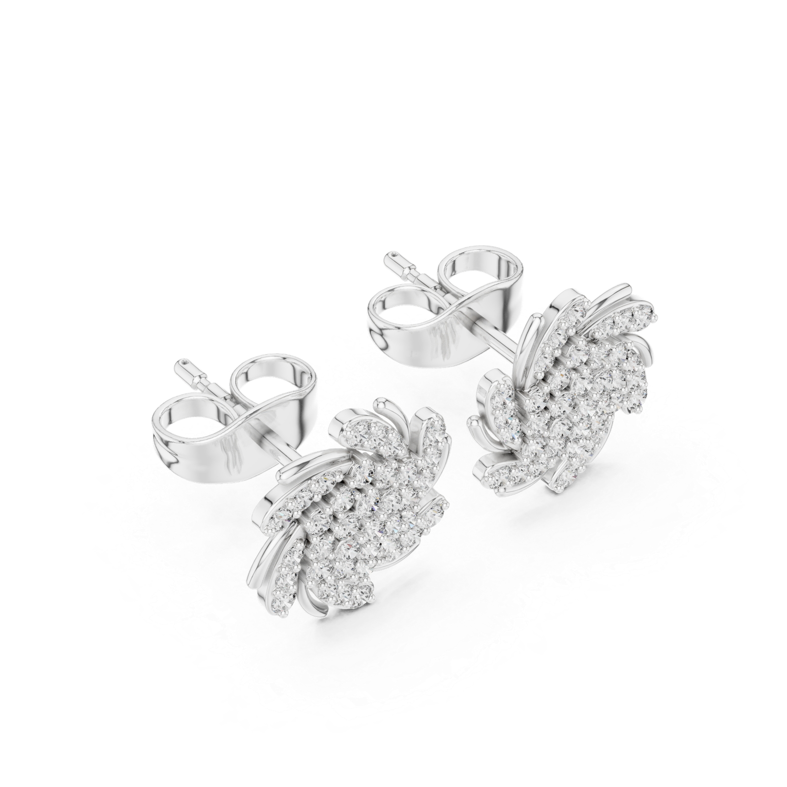 Valora Swirl Wing Diamond Cluster Earrings