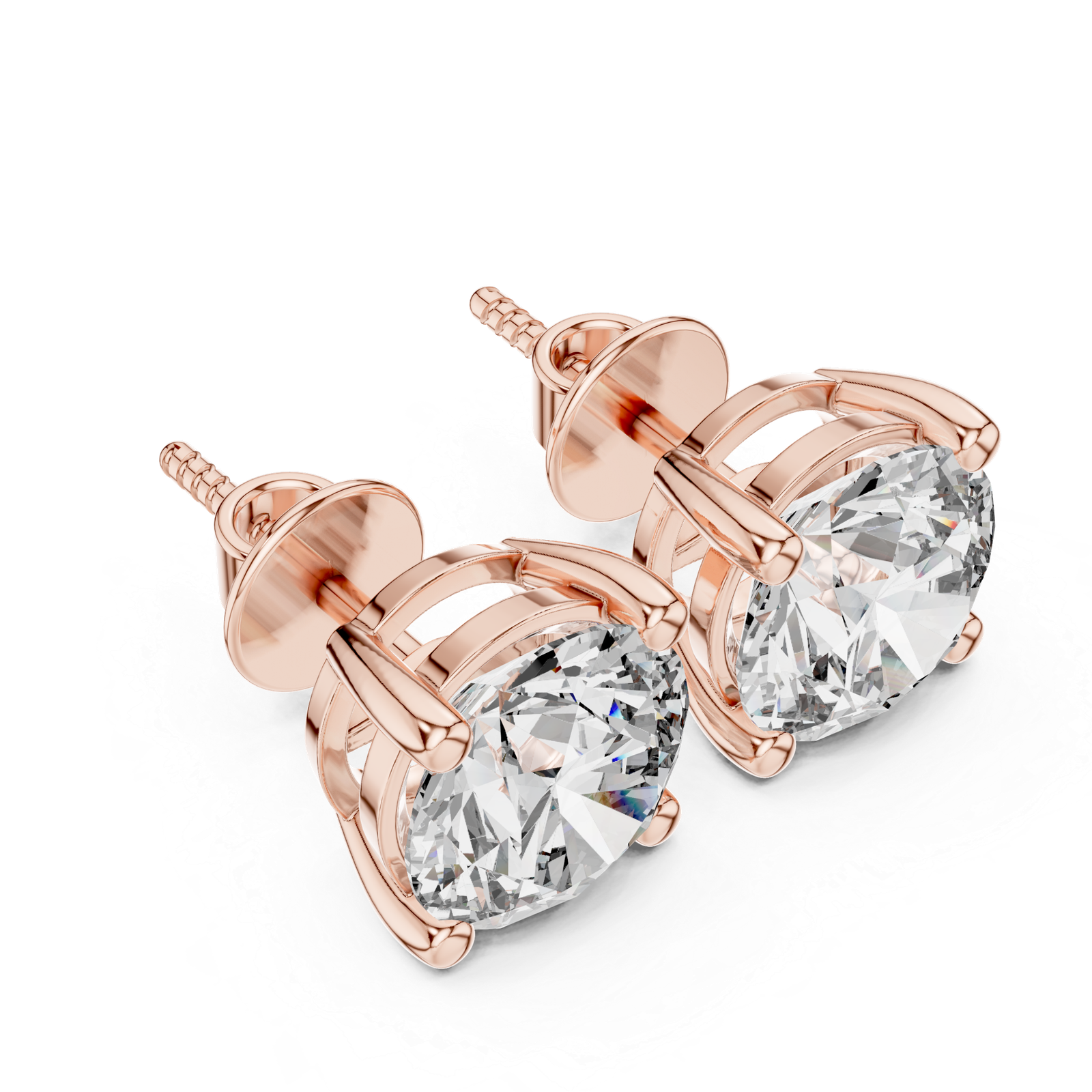 Verona Round Solitaire Diamond Stud Earrings