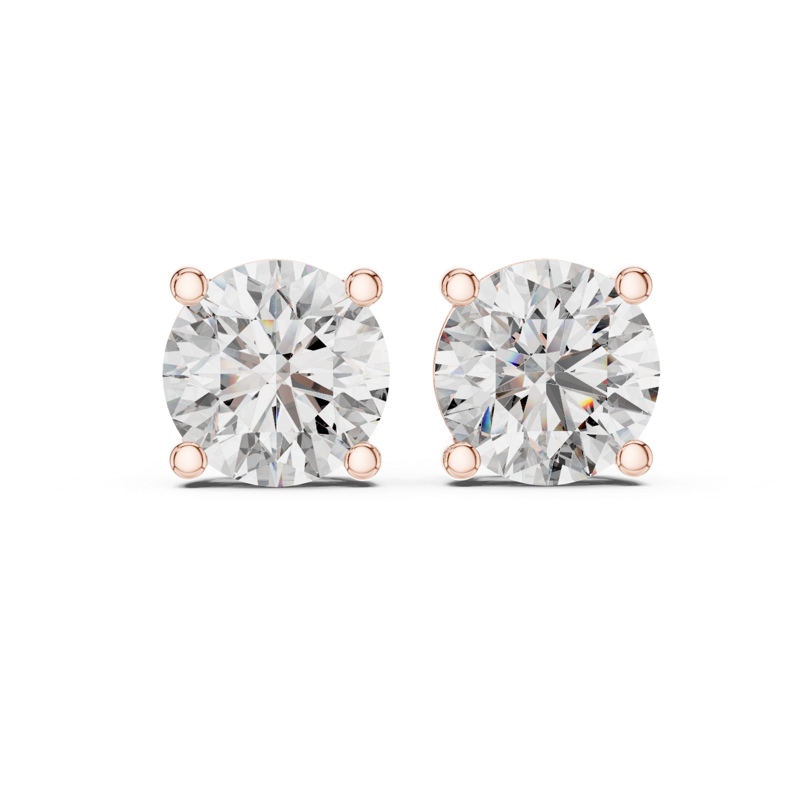 Verona Round Solitaire Diamond Stud Earrings