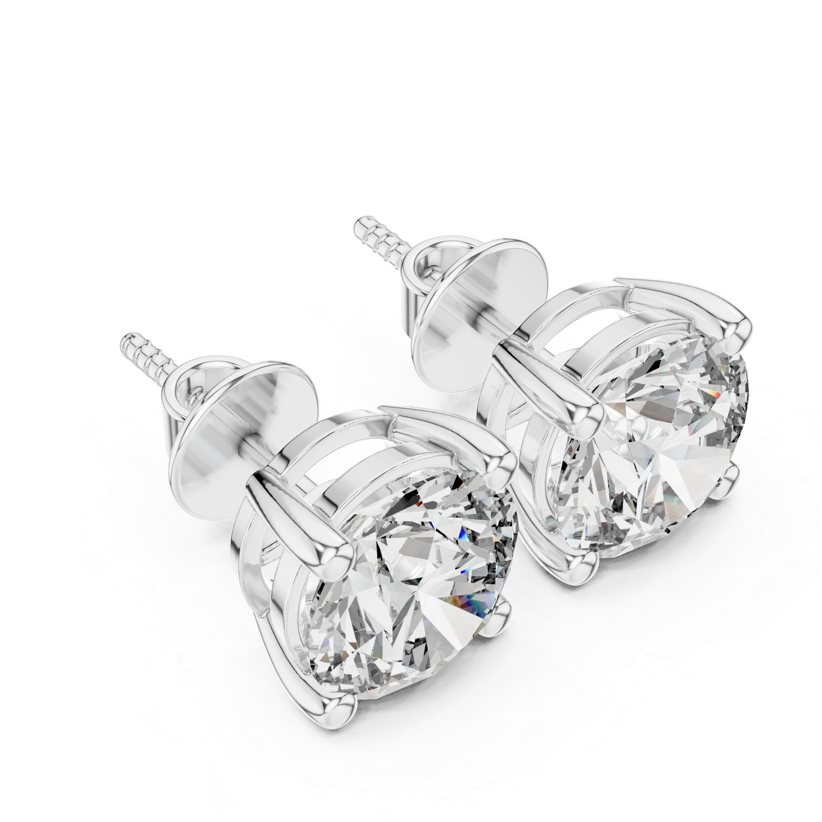 Verona Round Solitaire Diamond Stud Earrings