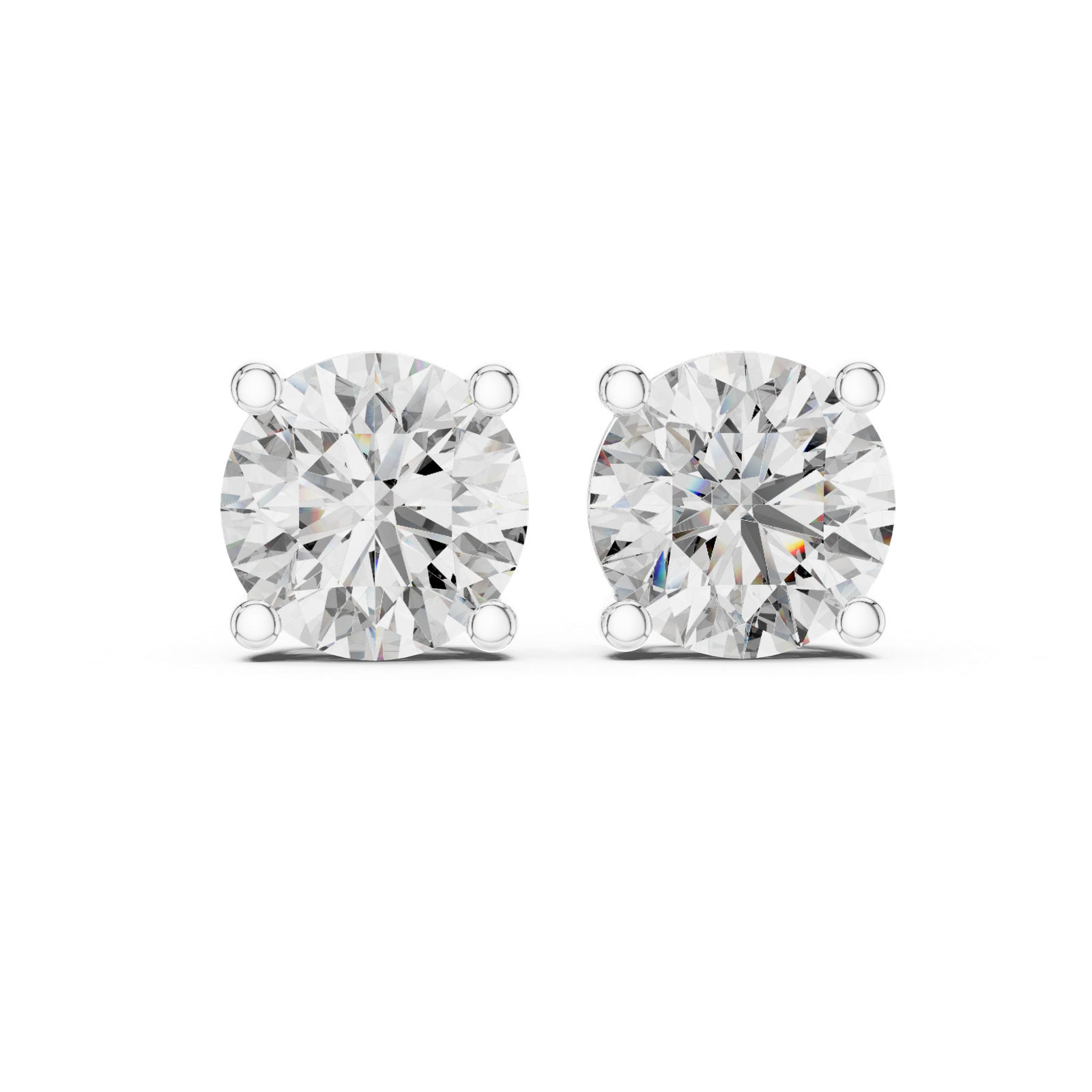 Verona Round Solitaire Diamond Stud Earrings