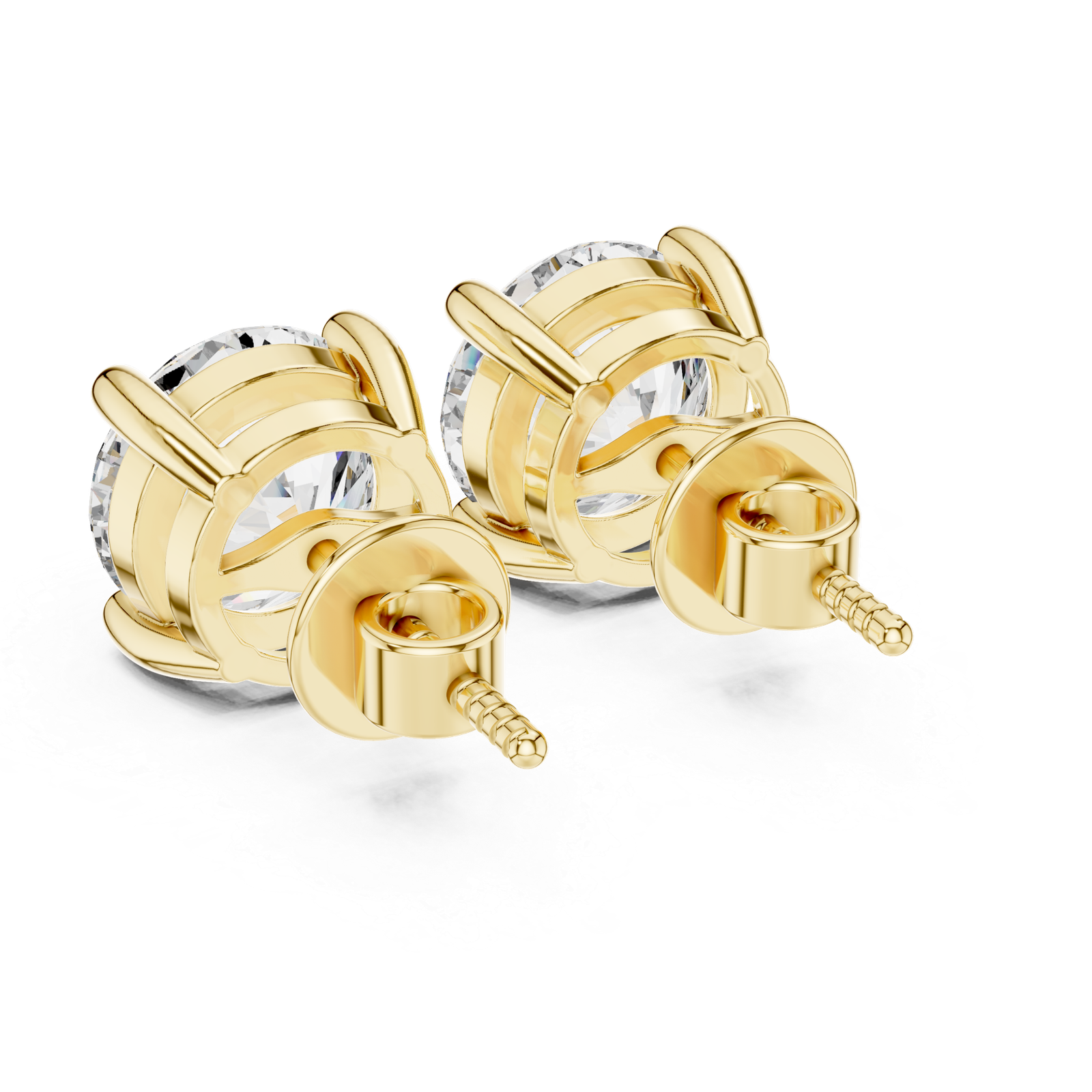 Verona Round Solitaire Diamond Stud Earrings
