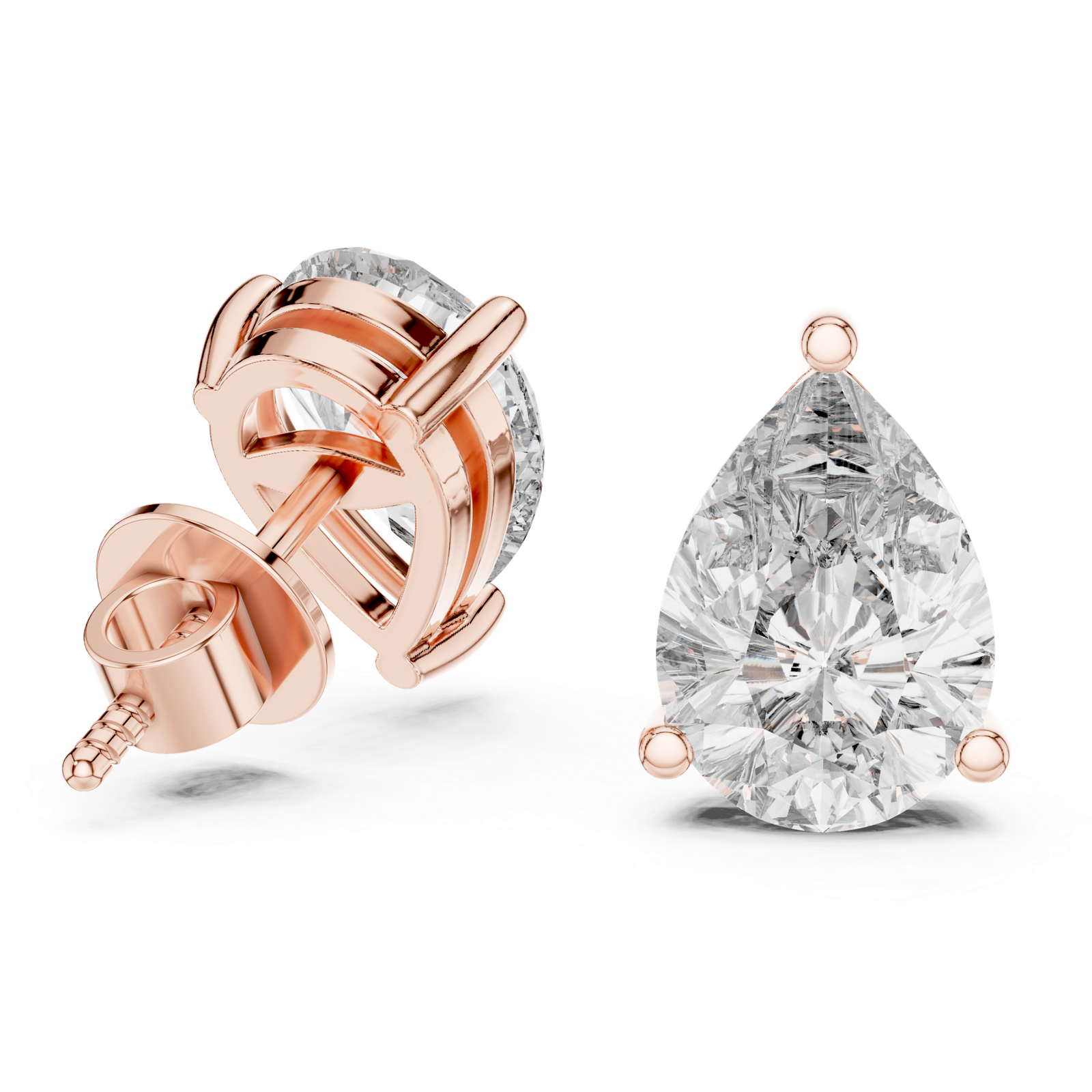 Lucent Pear Solitaire Diamond Stud Earrings