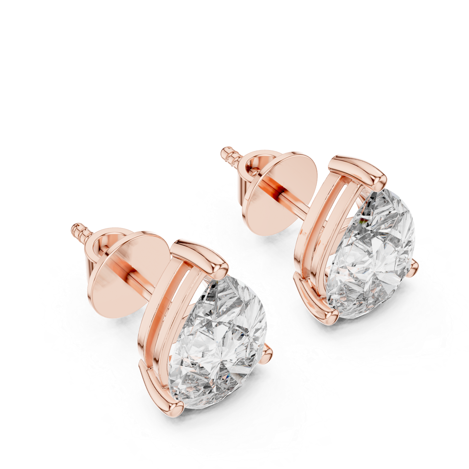 Lucent Pear Solitaire Diamond Stud Earrings