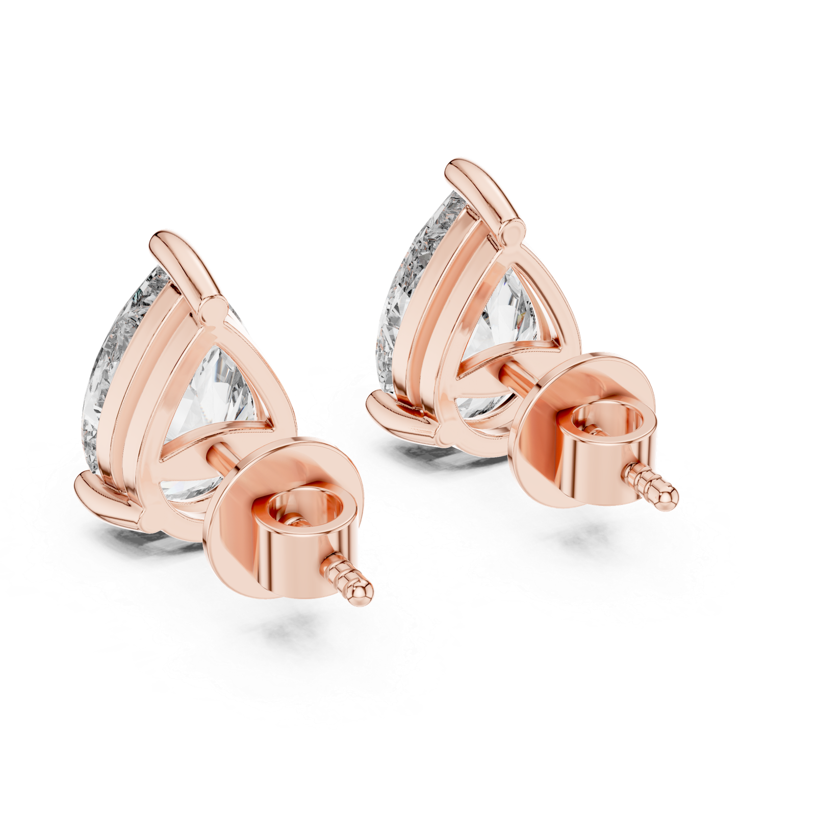 Lucent Pear Solitaire Diamond Stud Earrings