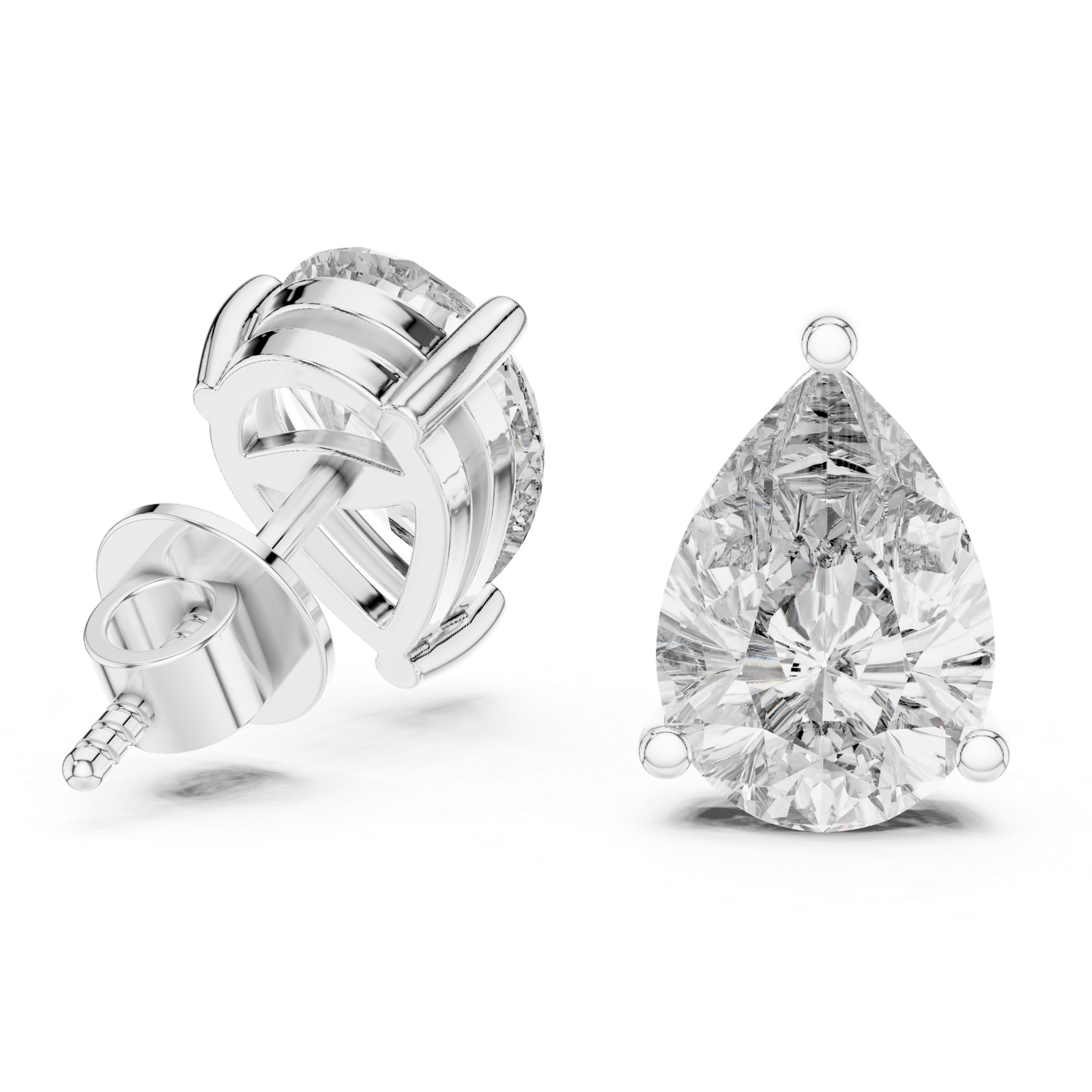 Lucent Pear Solitaire Diamond Stud Earrings