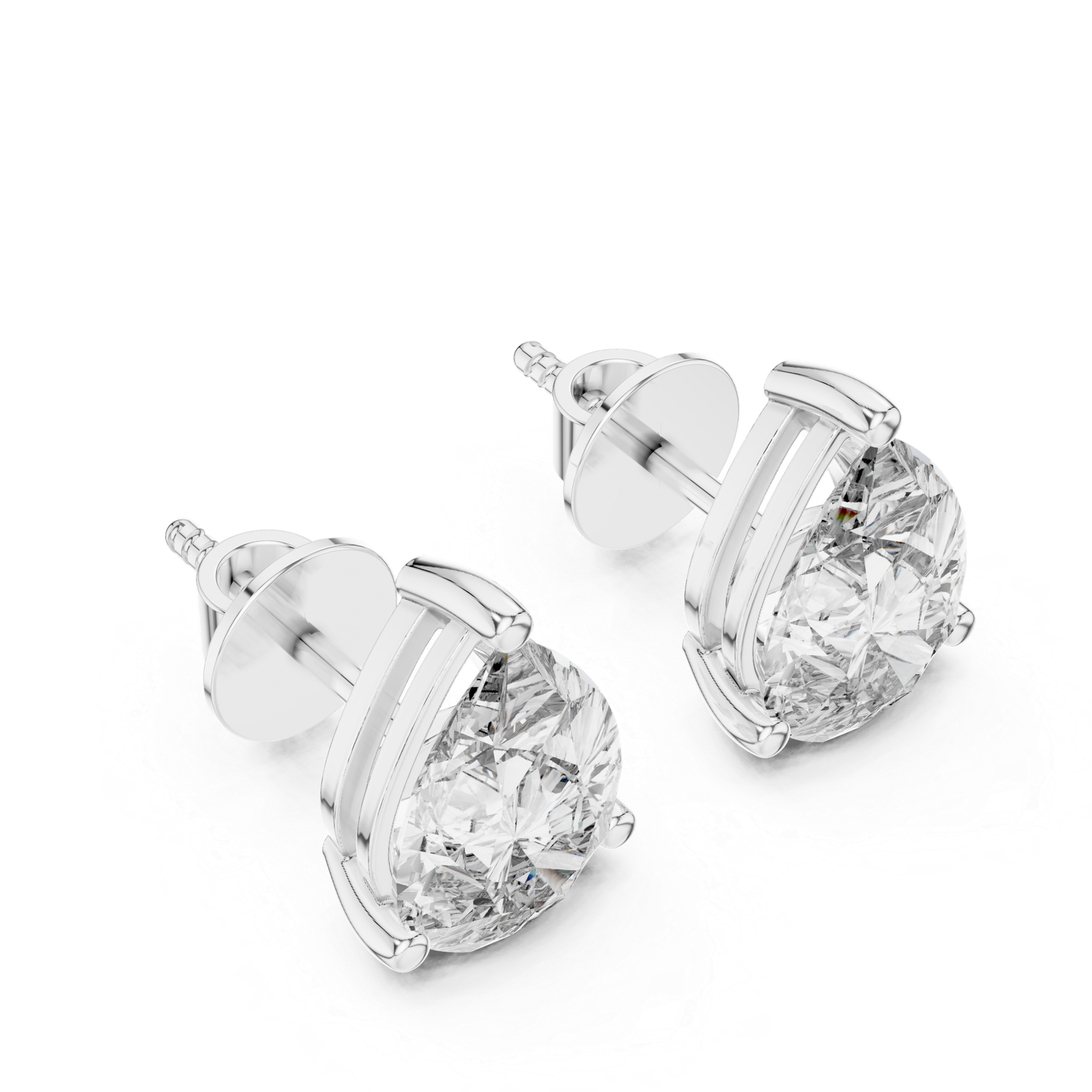 Lucent Pear Solitaire Diamond Stud Earrings