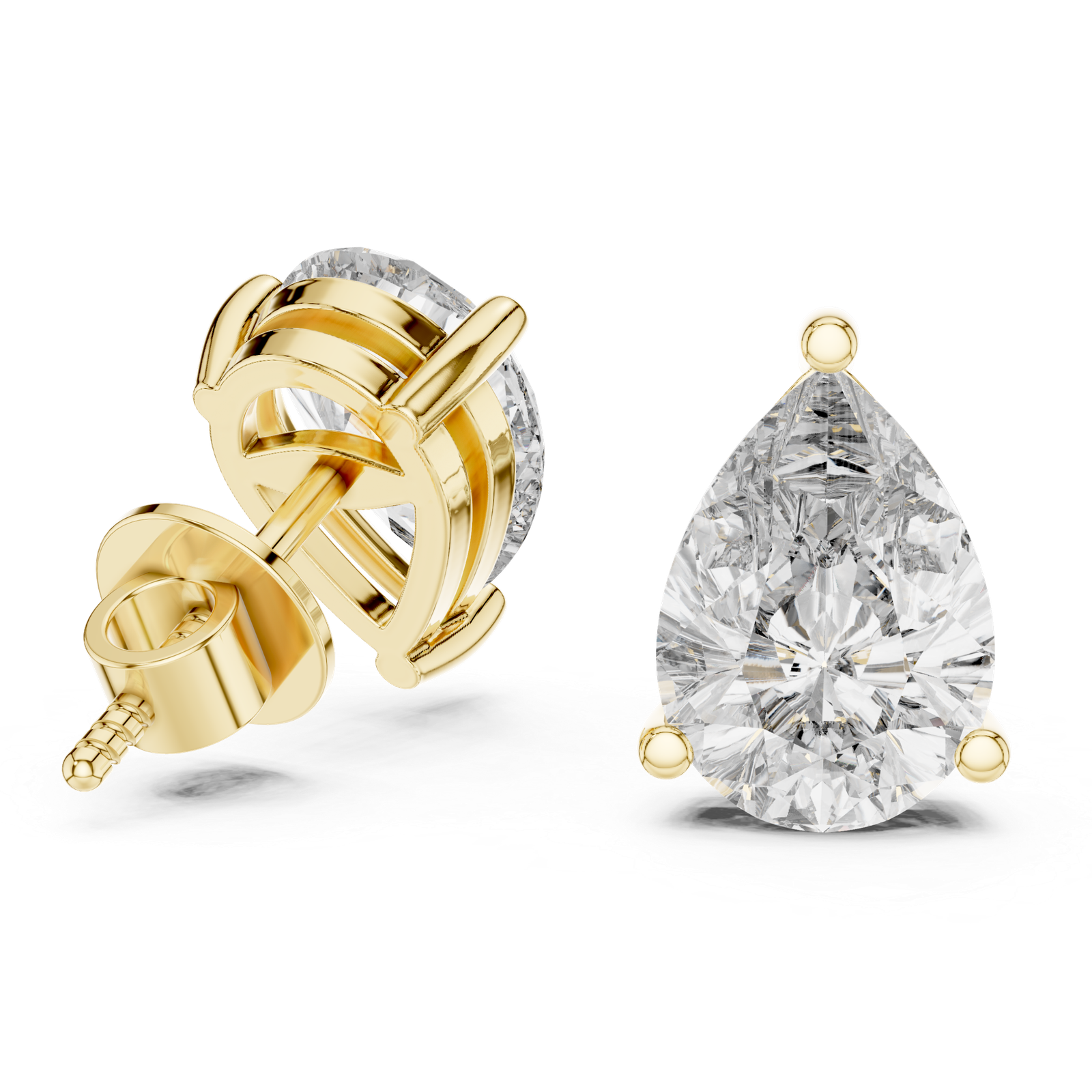 Lucent Pear Solitaire Diamond Stud Earrings