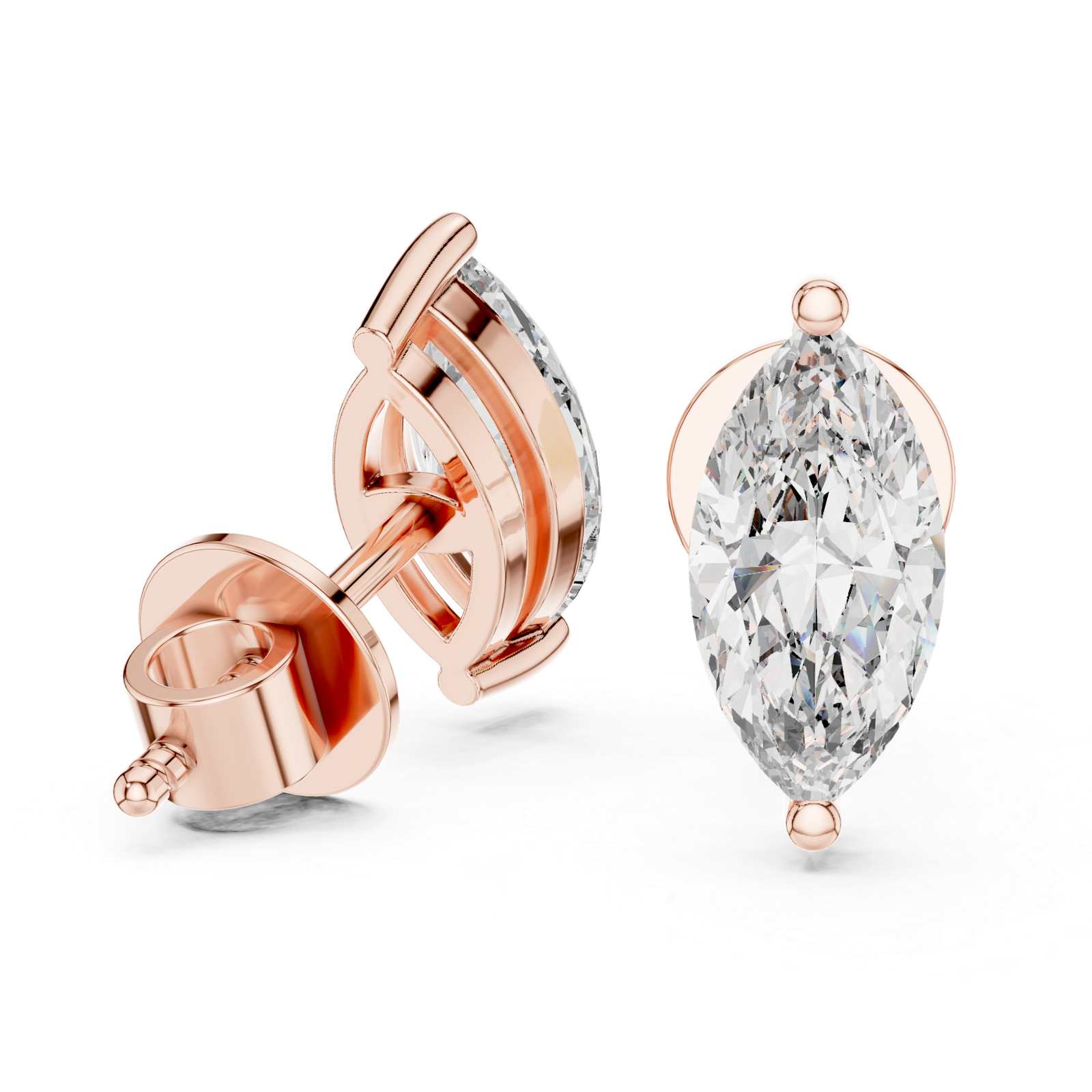 Belle Marquise Solitaire Diamond Stud Earrings