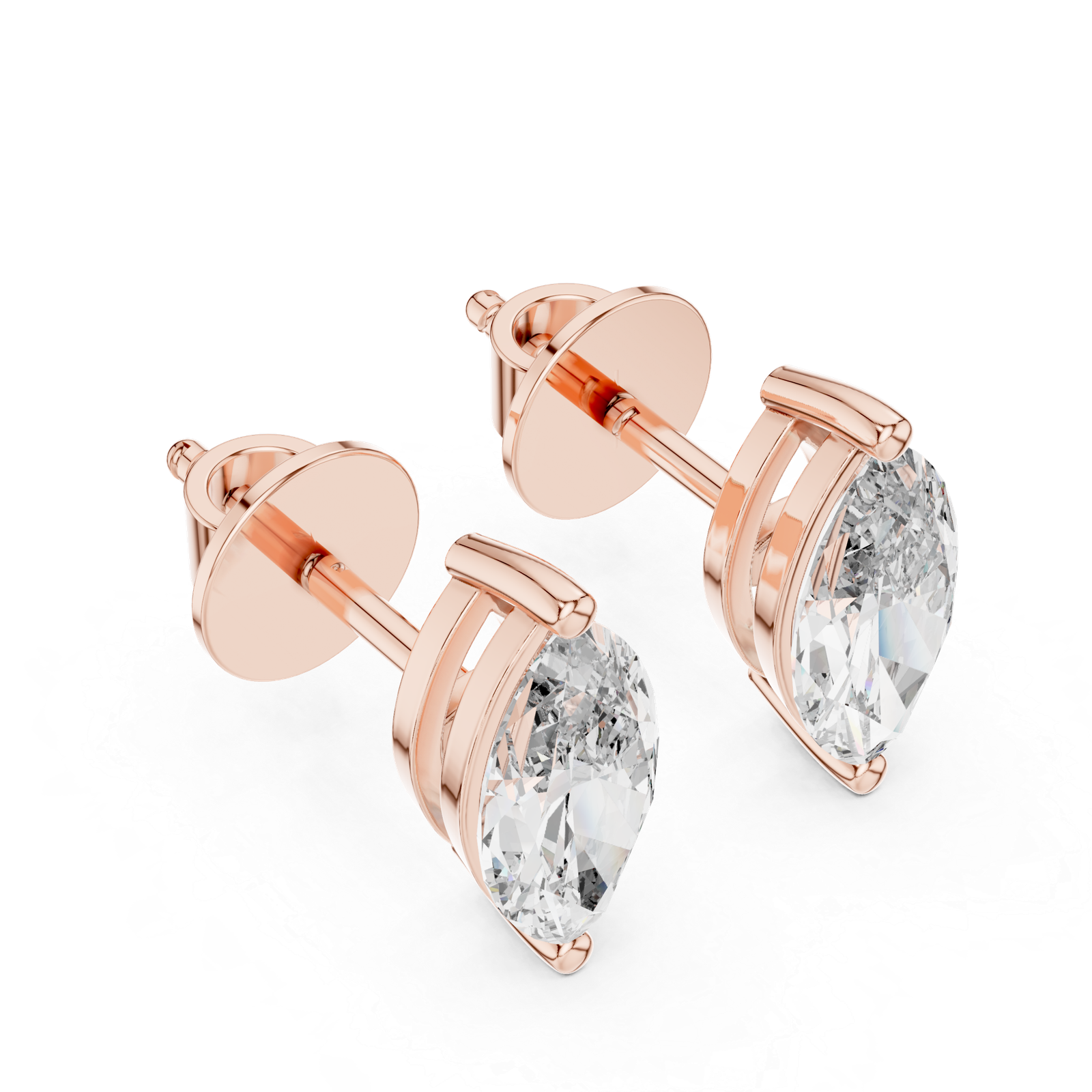 Belle Marquise Solitaire Diamond Stud Earrings