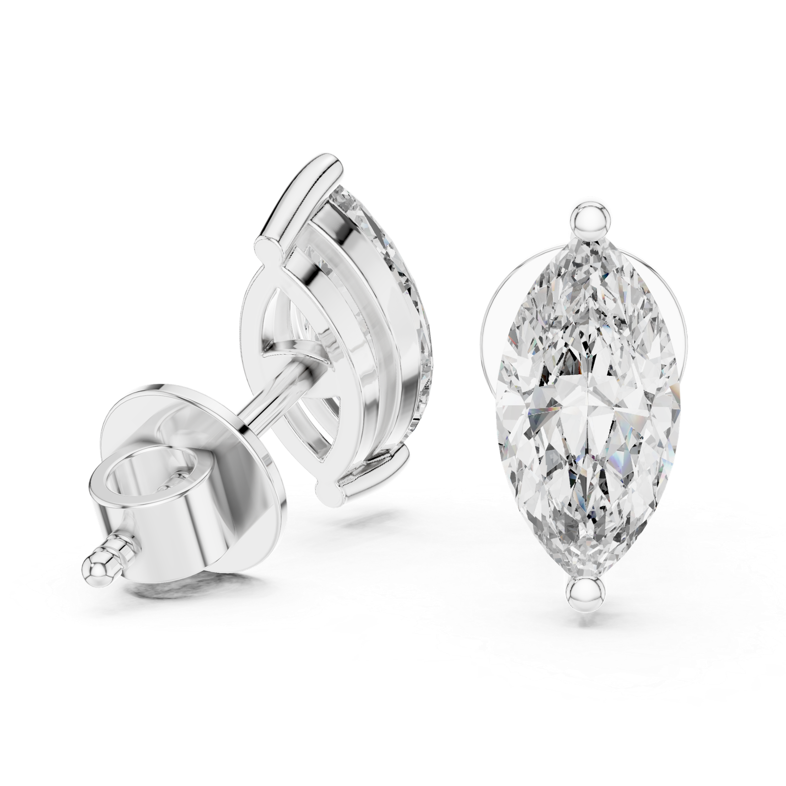 Belle Marquise Solitaire Diamond Stud Earrings