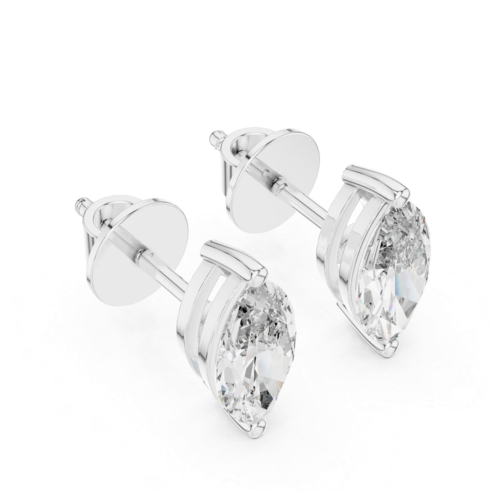 Belle Marquise Solitaire Diamond Stud Earrings