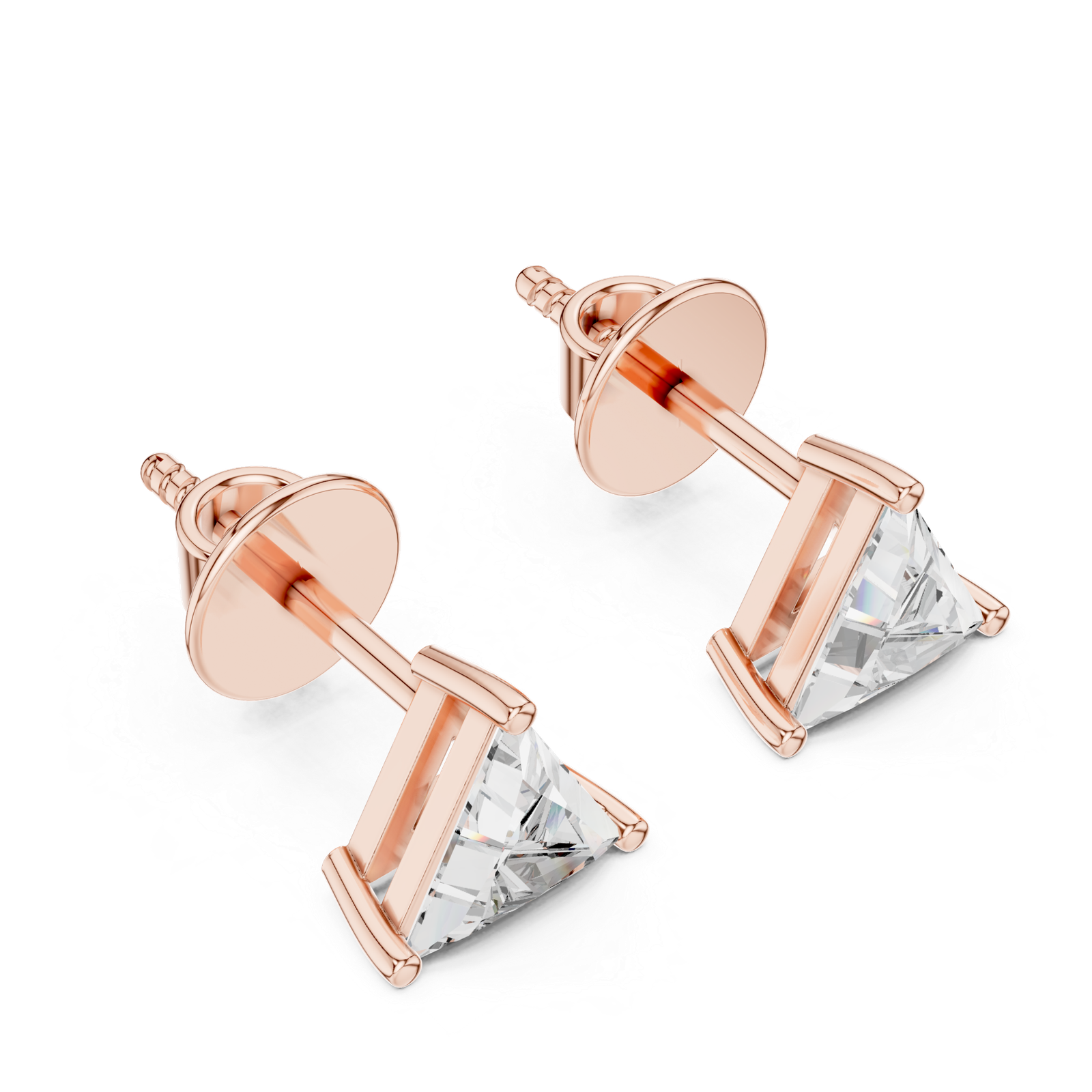 Aria Triangle Solitaire Diamond Stud Earrings