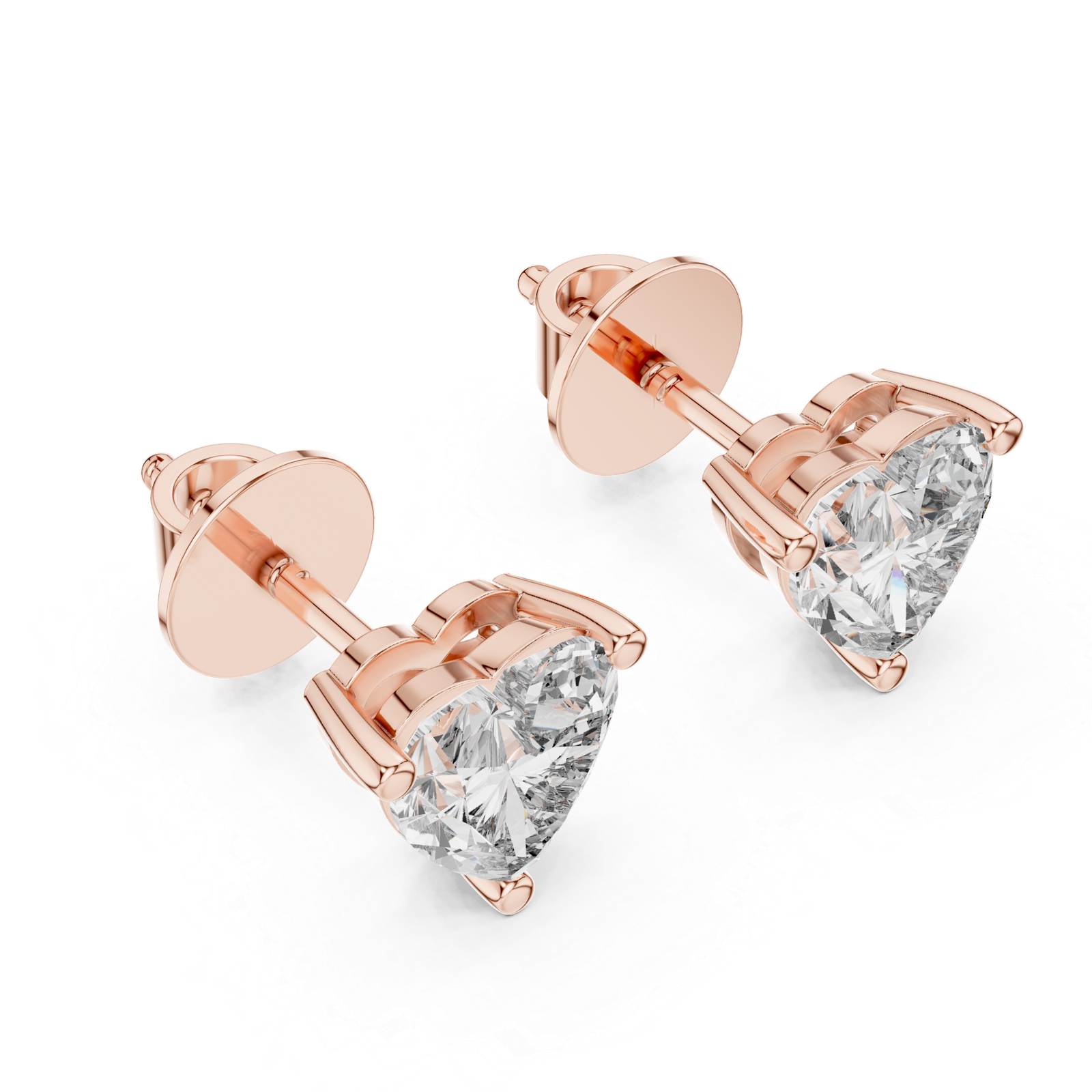 Luna Heart Solitaire Diamond Stud Earrings