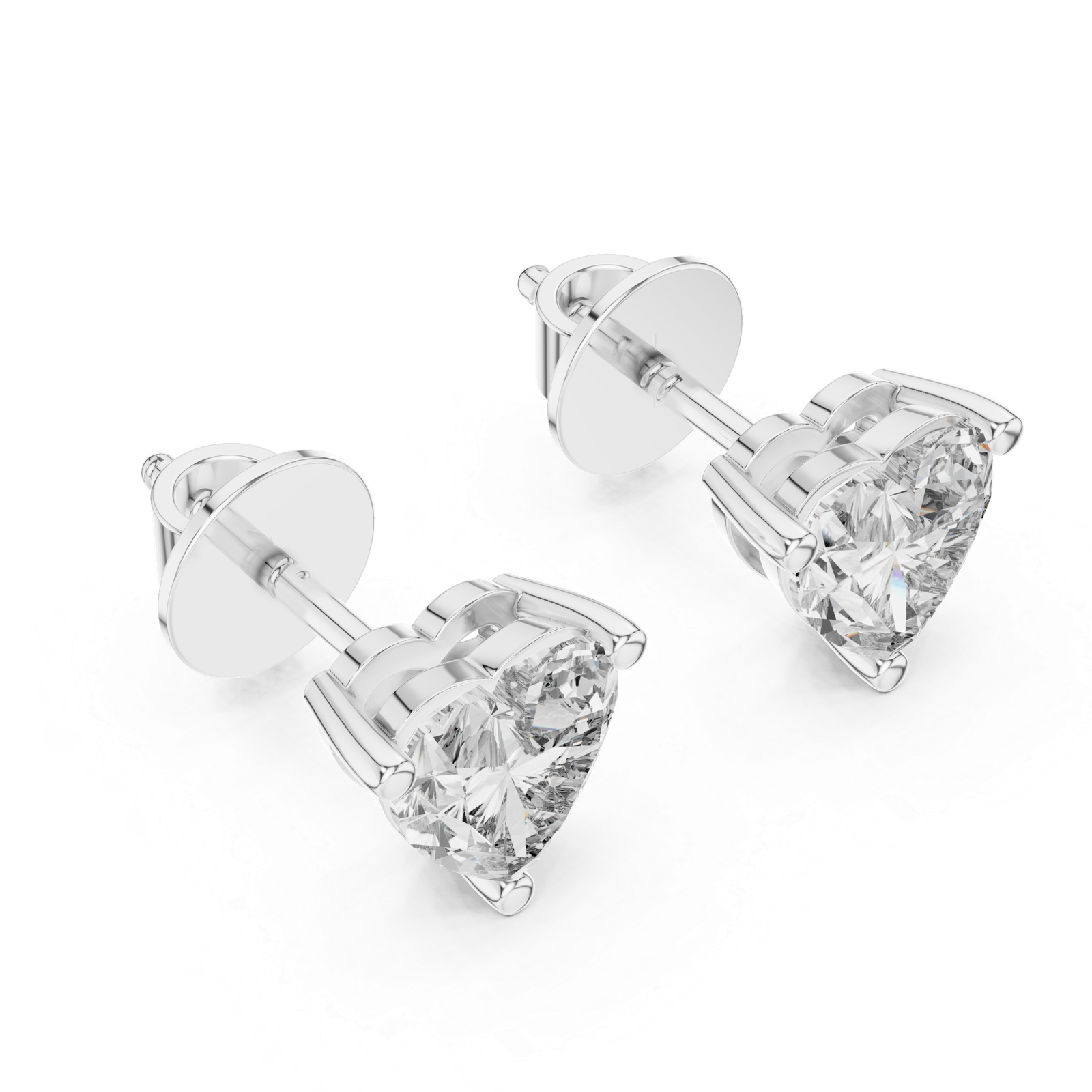 Luna Heart Solitaire Diamond Stud Earrings