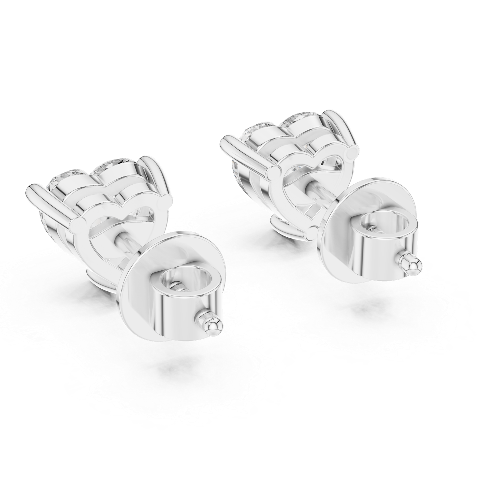 Luna Heart Solitaire Diamond Stud Earrings