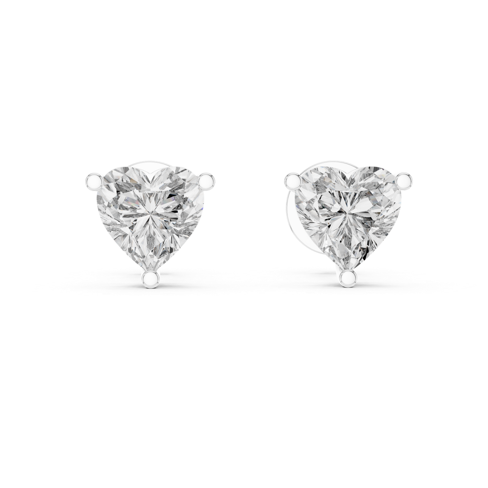 Luna Heart Solitaire Diamond Stud Earrings