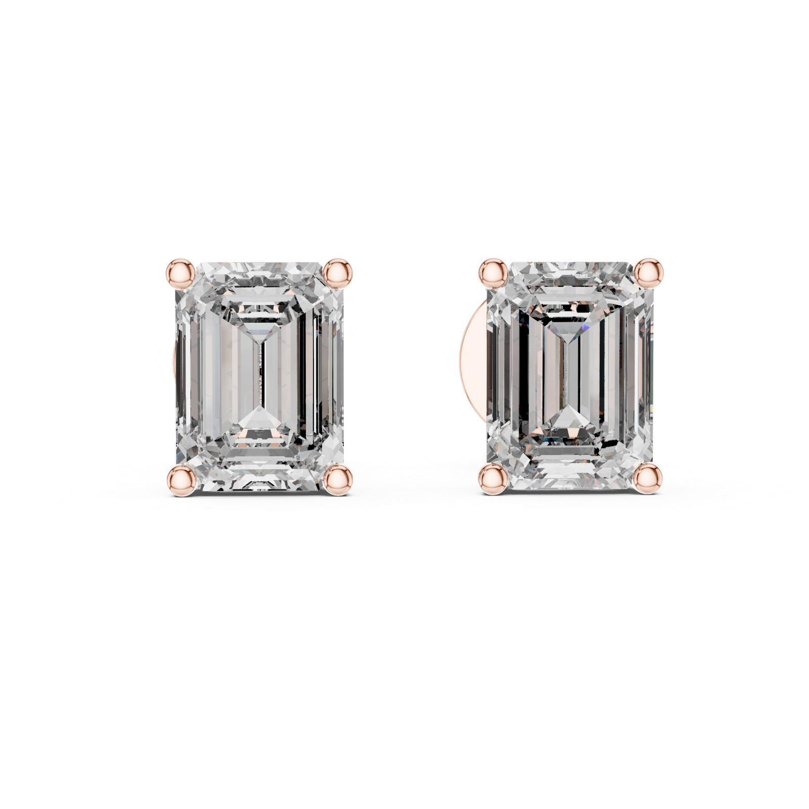 Elara Emerald Solitaire Diamond Stud Earrings