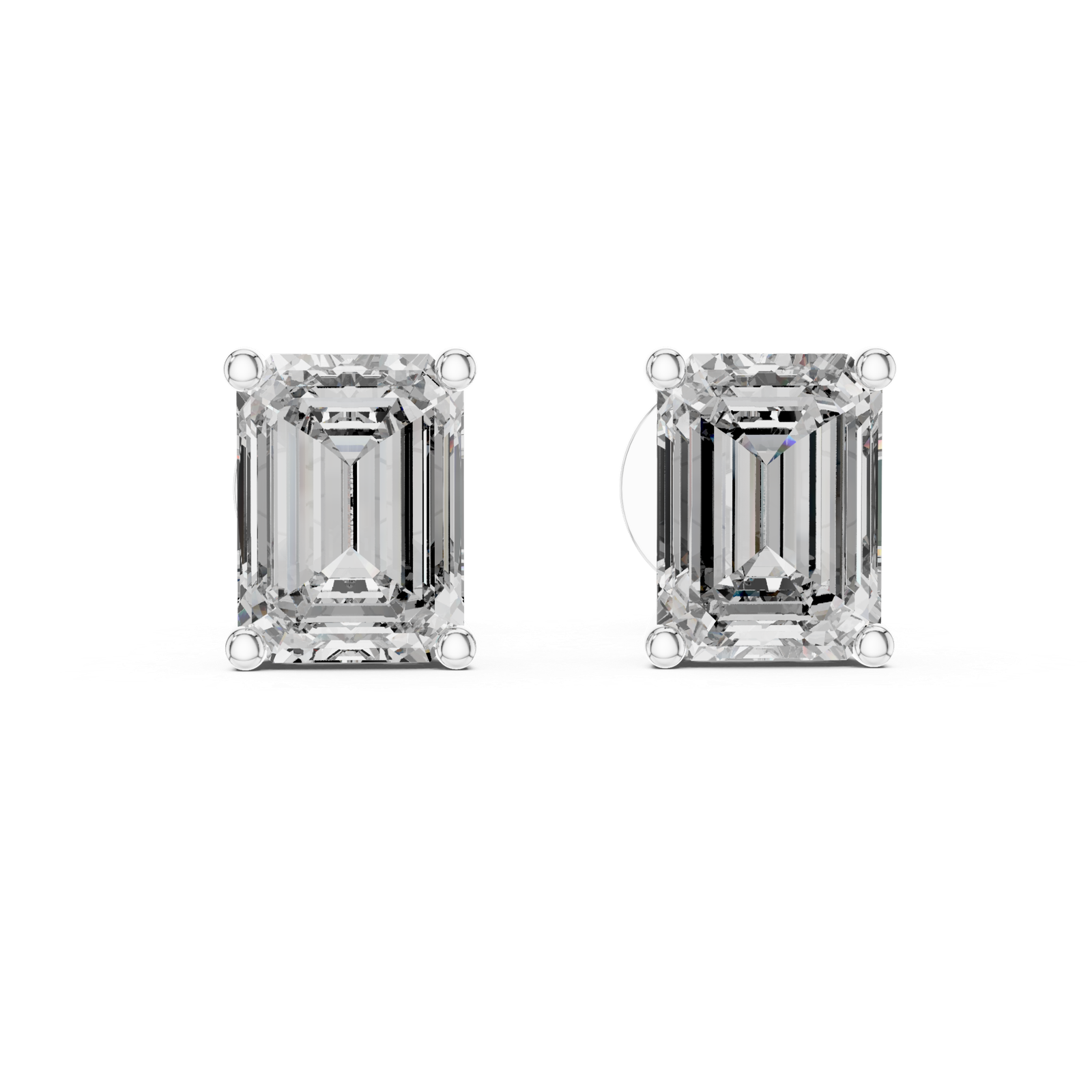 Elara Emerald Solitaire Diamond Stud Earrings