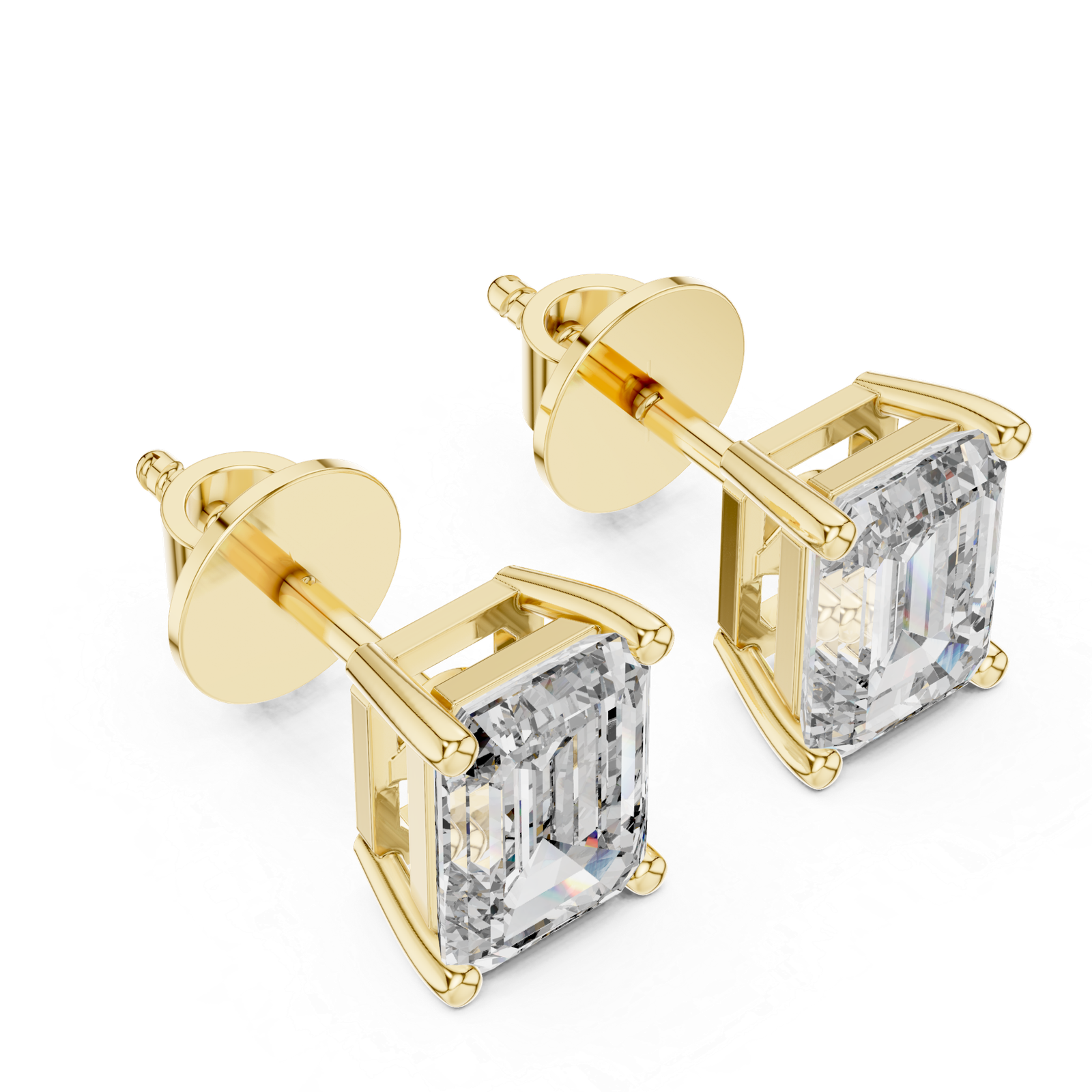 Elara Emerald Solitaire Diamond Stud Earrings