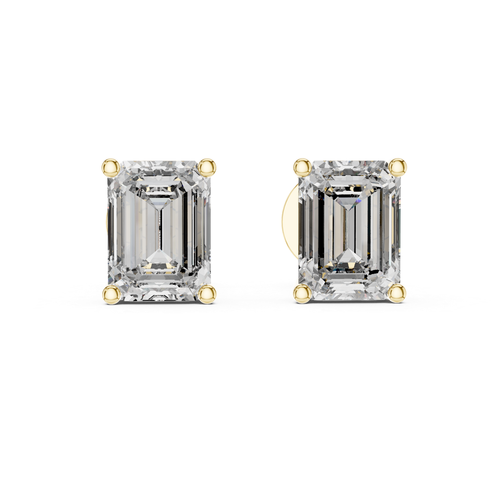 Elara Emerald Solitaire Diamond Stud Earrings
