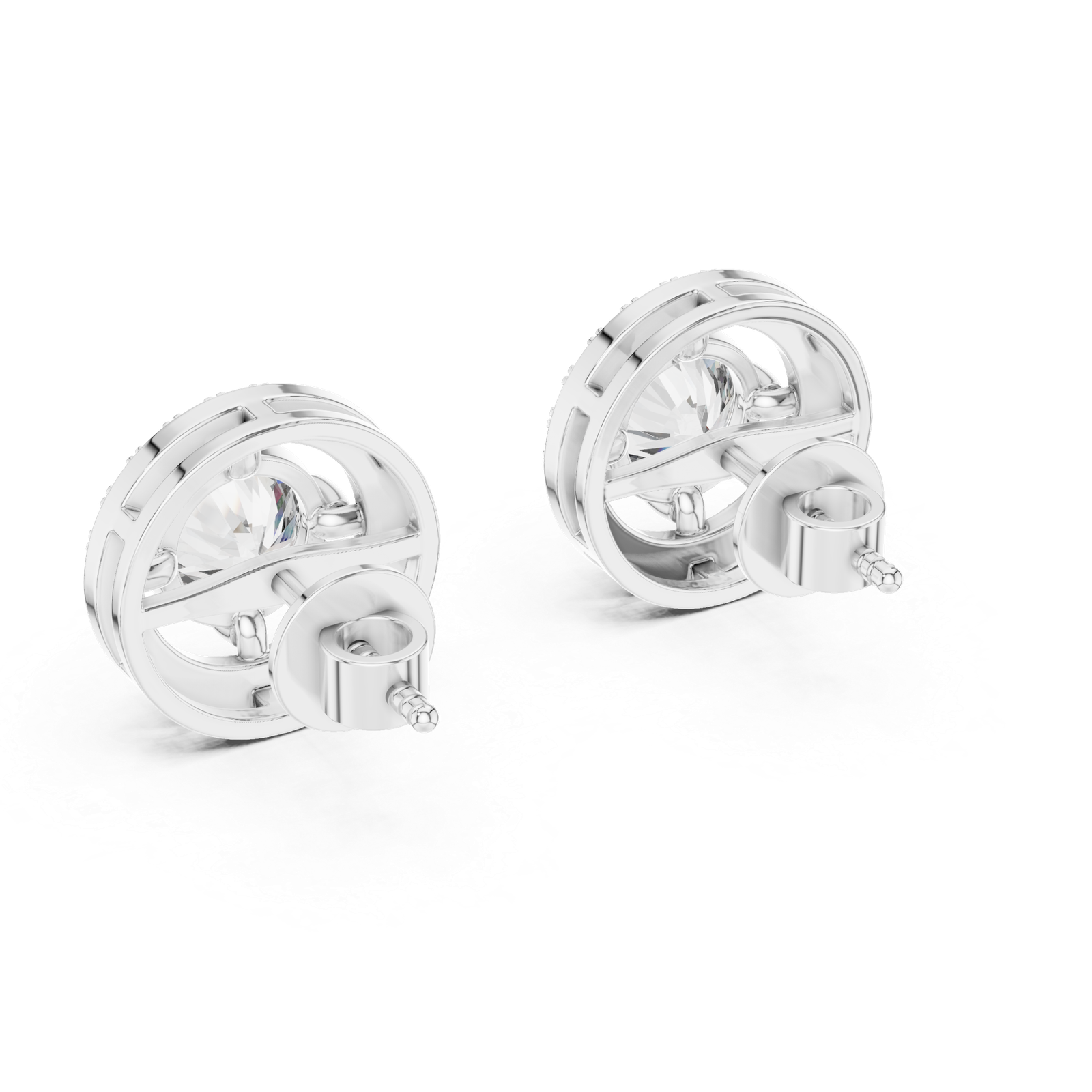 Solène Round Double Halo Diamond Stud Earrings