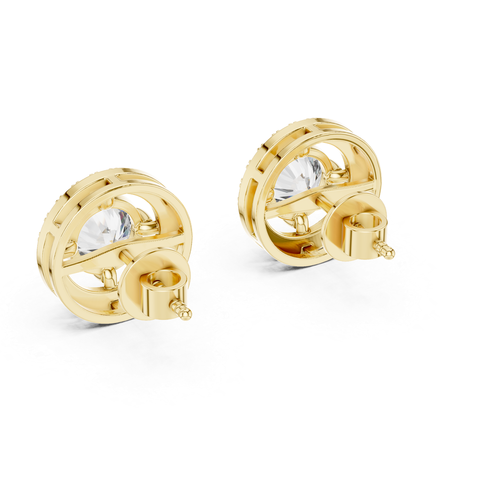 Solène Round Double Halo Diamond Stud Earrings