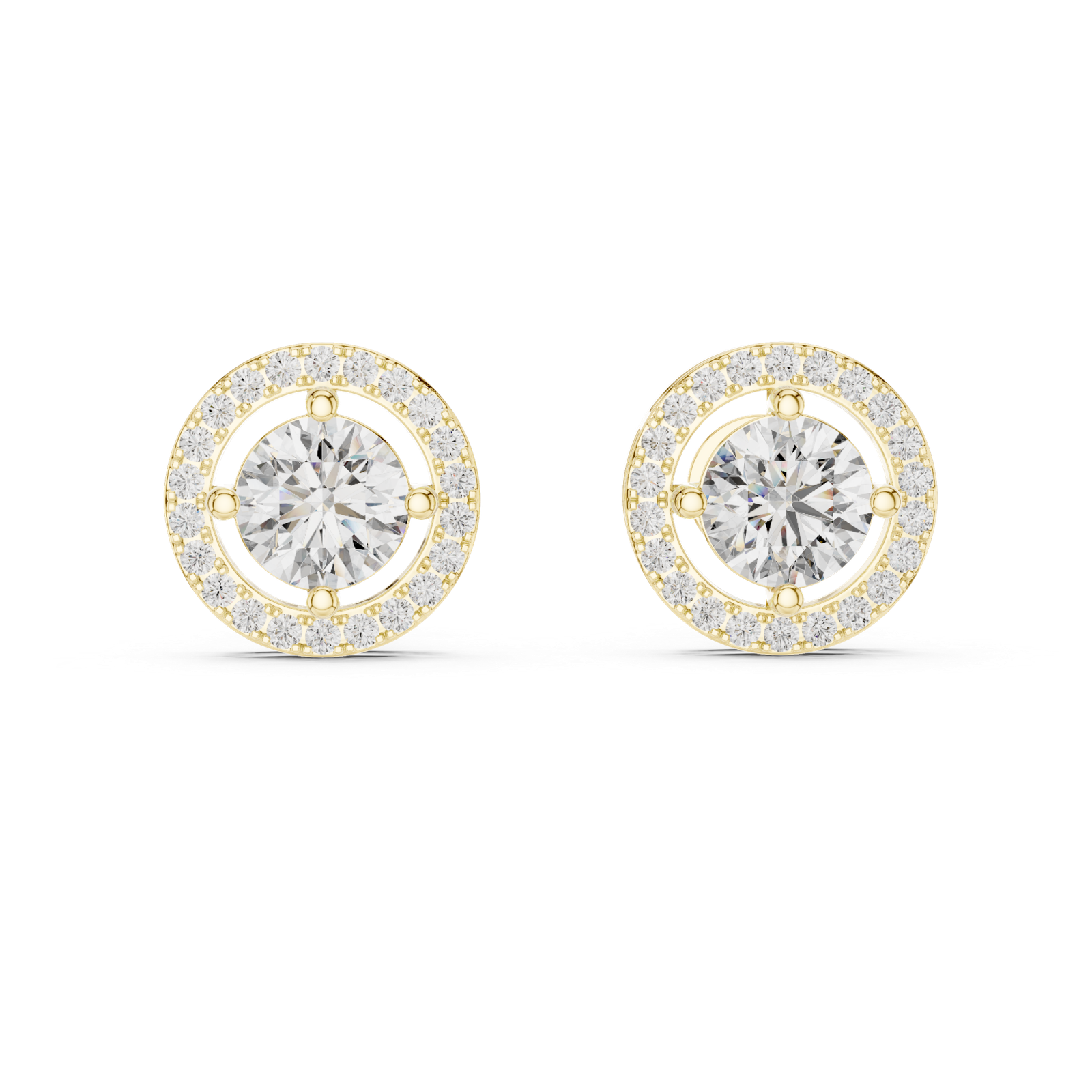Solène Round Double Halo Diamond Stud Earrings