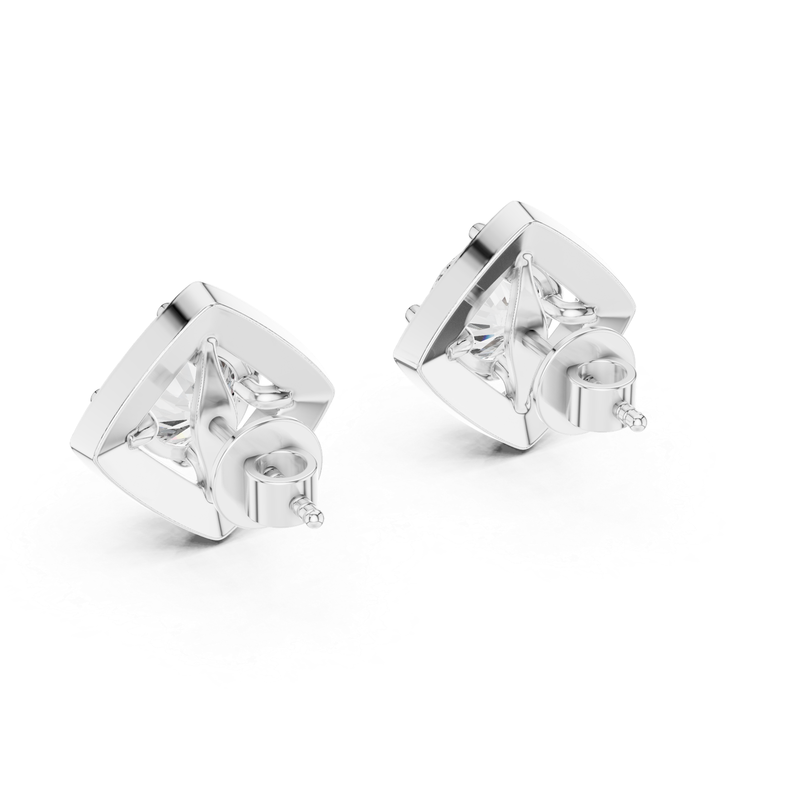 Arielle Square Halo Diamond Stud Earrings
