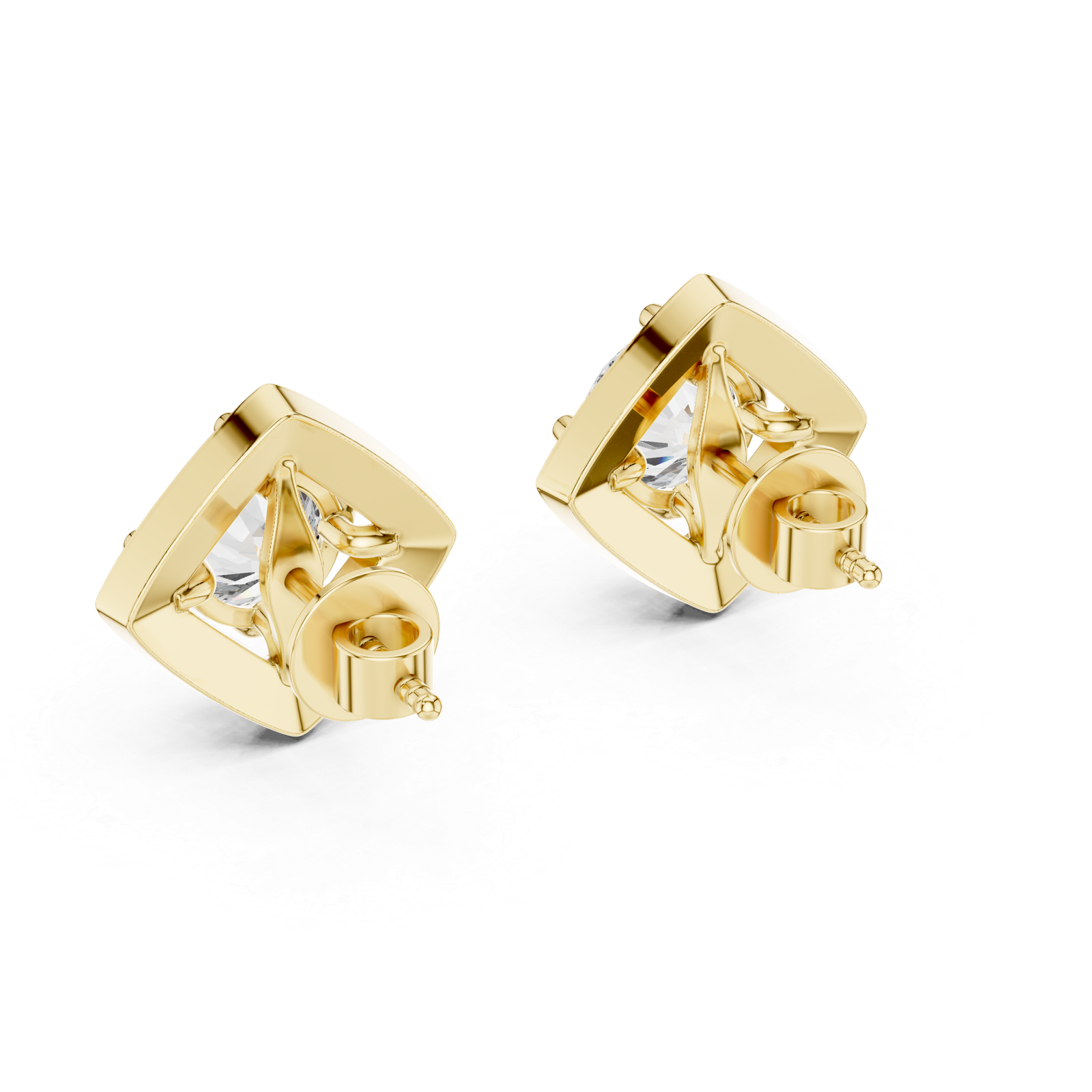 Arielle Square Halo Diamond Stud Earrings