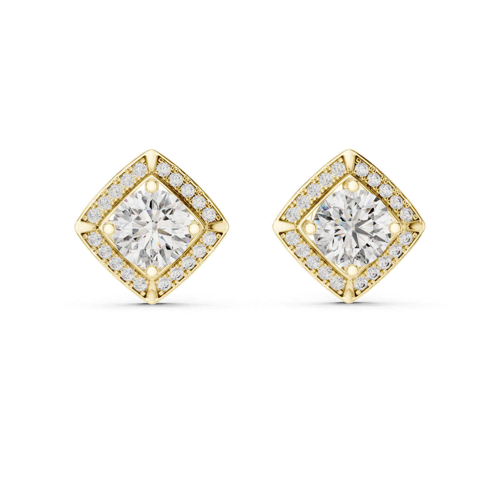 Arielle Square Halo Diamond Stud Earrings
