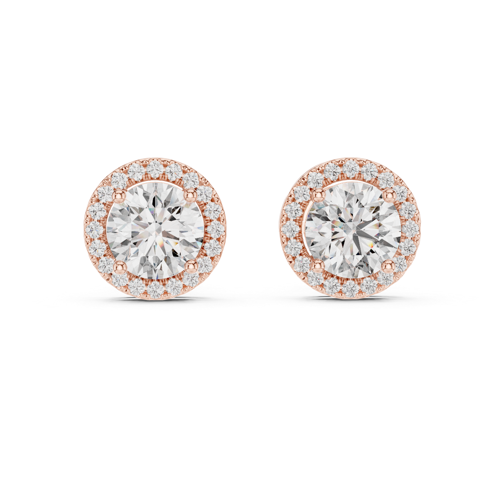 Marbella Round Pave Halo Diamond Stud Earrings