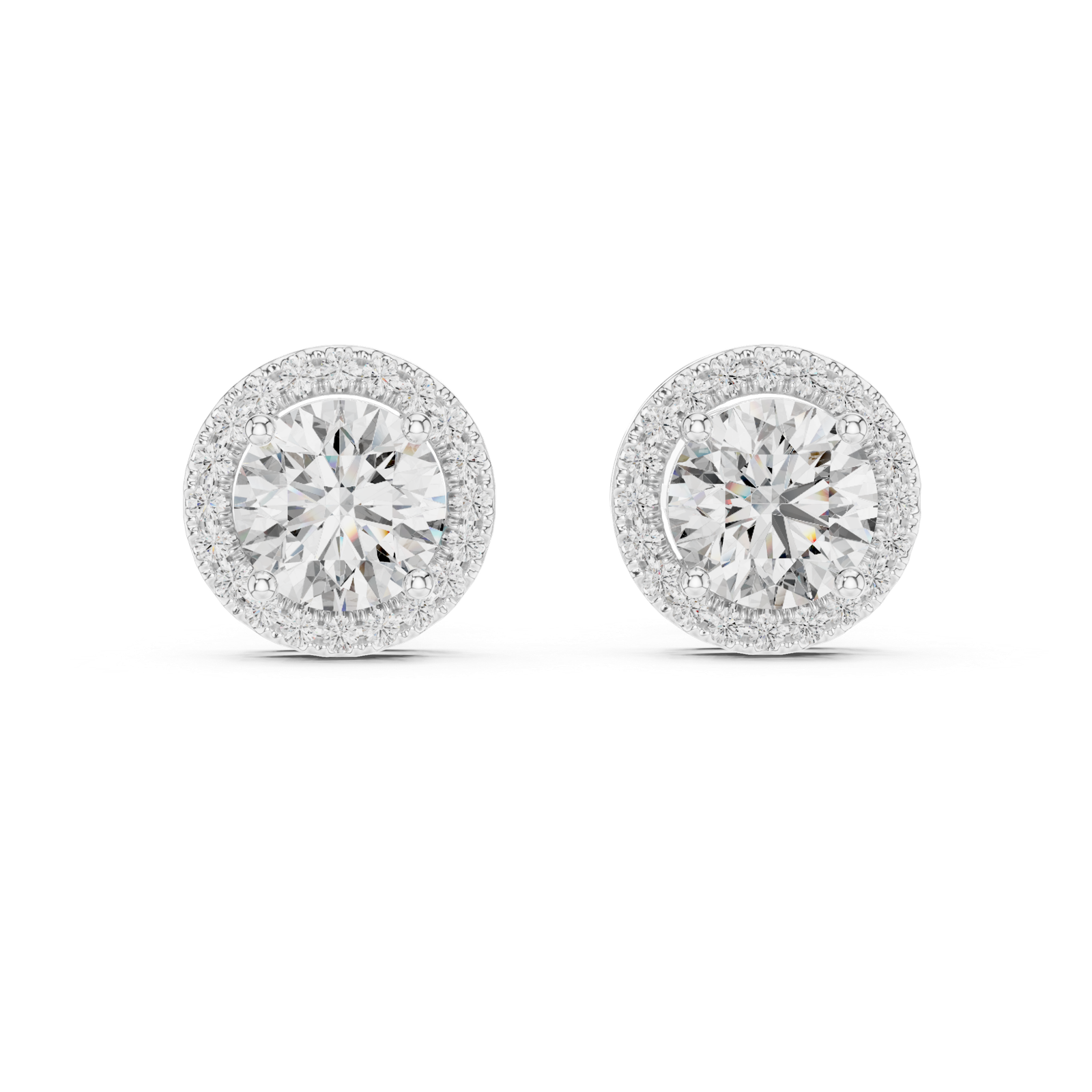 Marbella Round Pave Halo Diamond Stud Earrings